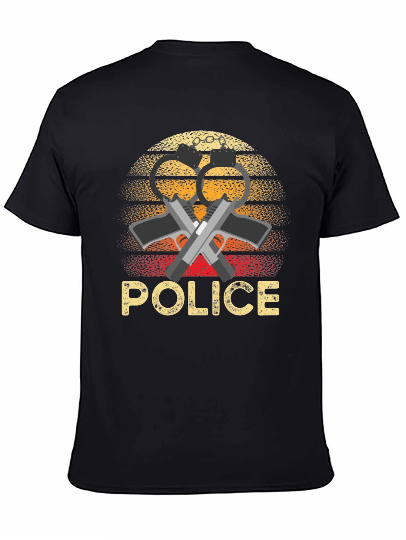 Police Graphic T-Shirt Retro Sunset Design