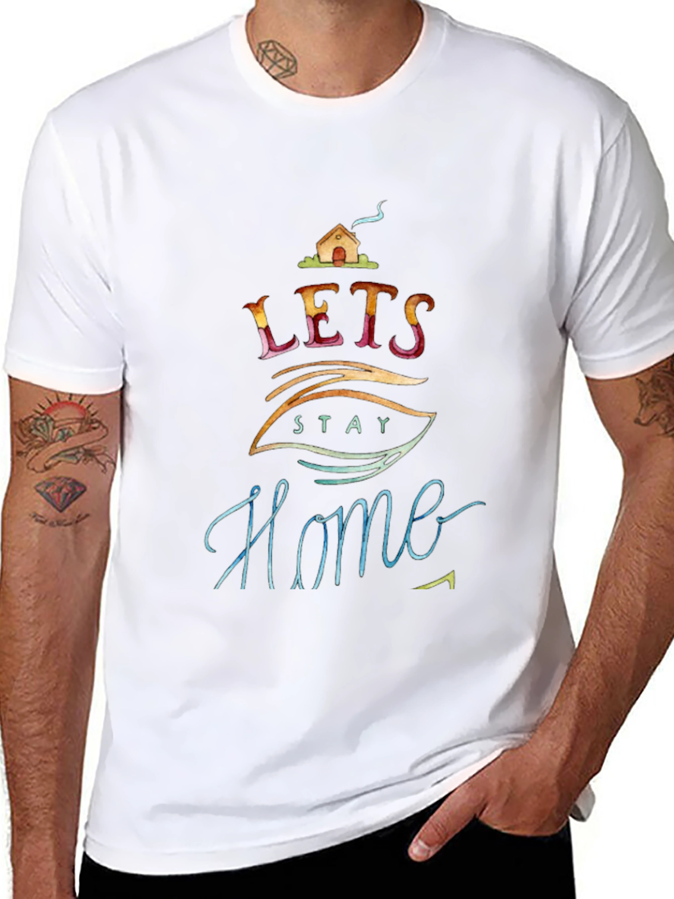 Lets Stay Home Graphic Tee - Black Casual T-Shirt