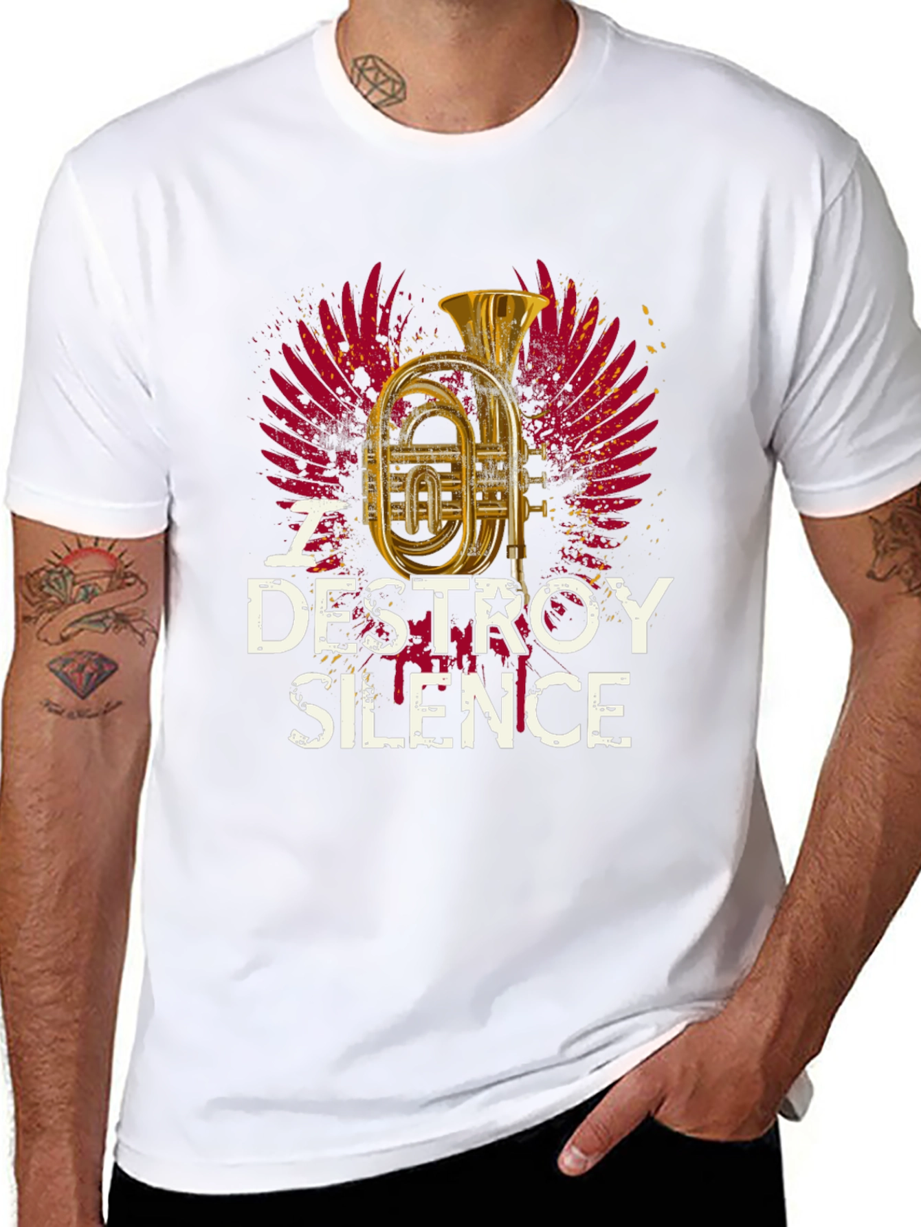 Destroy Silence T-Shirt: Brass Instrument Graphic Tee