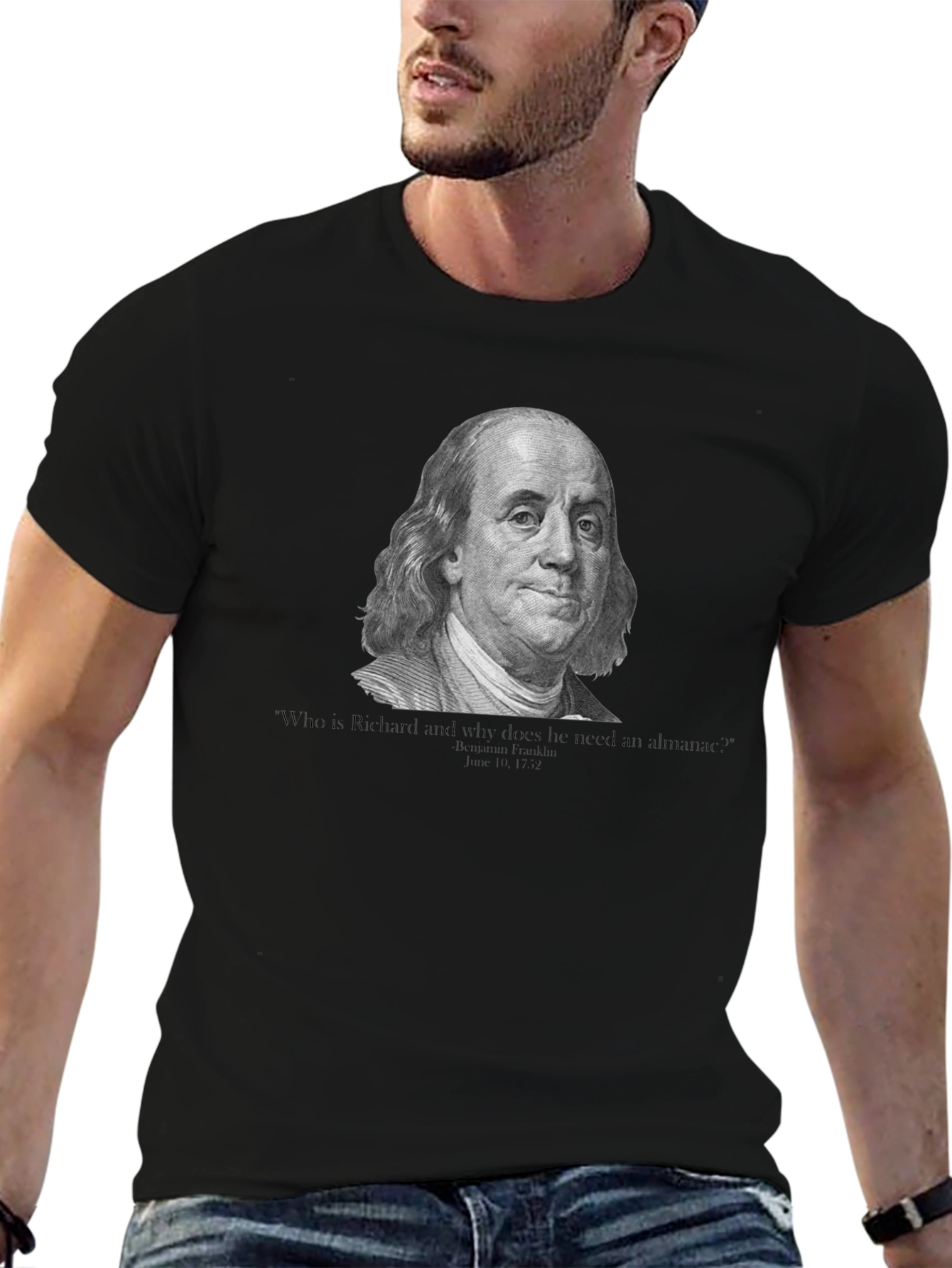 Benjamin Franklin Quote Graphic Tee - Black