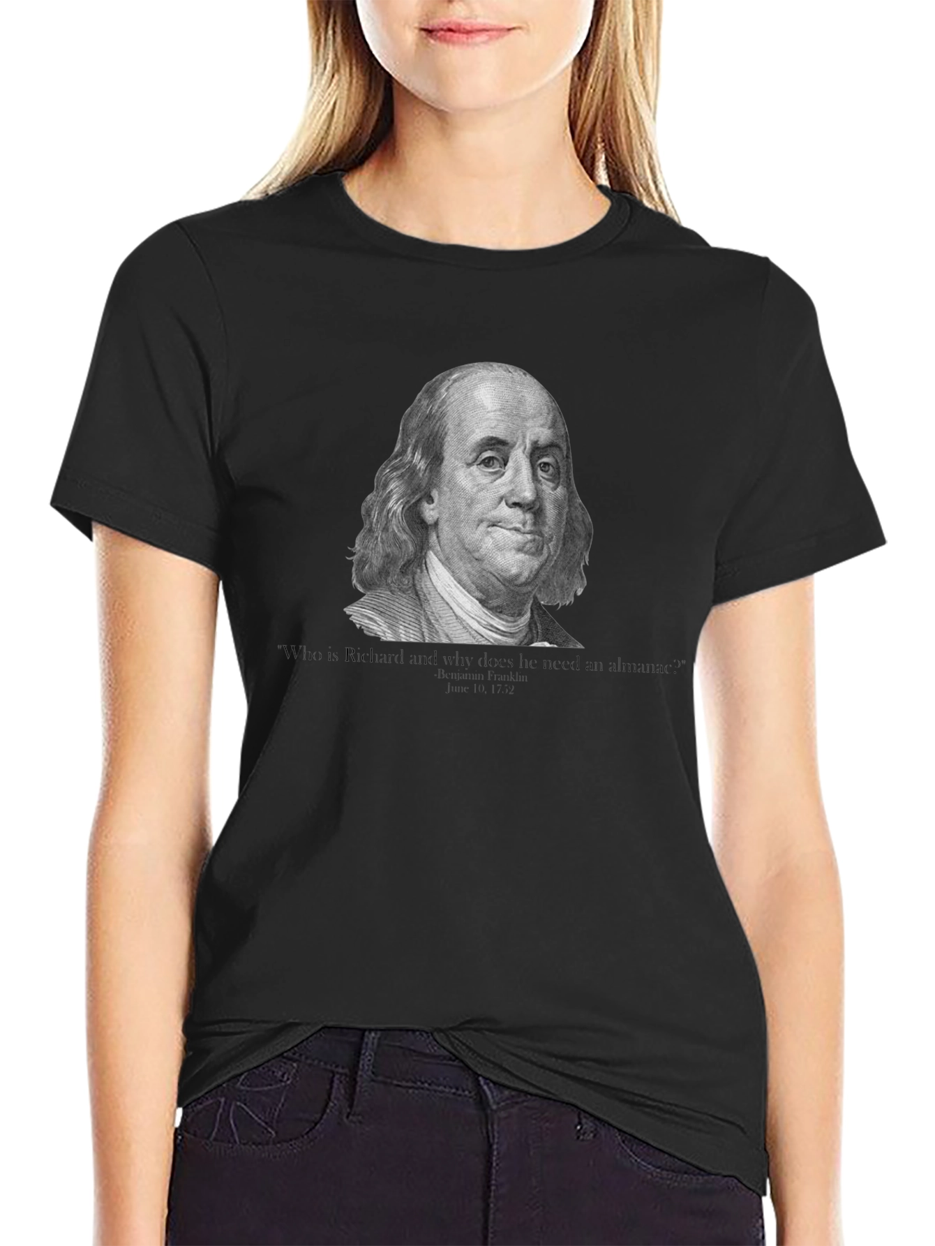 Benjamin Franklin Quote Graphic Tee - Black