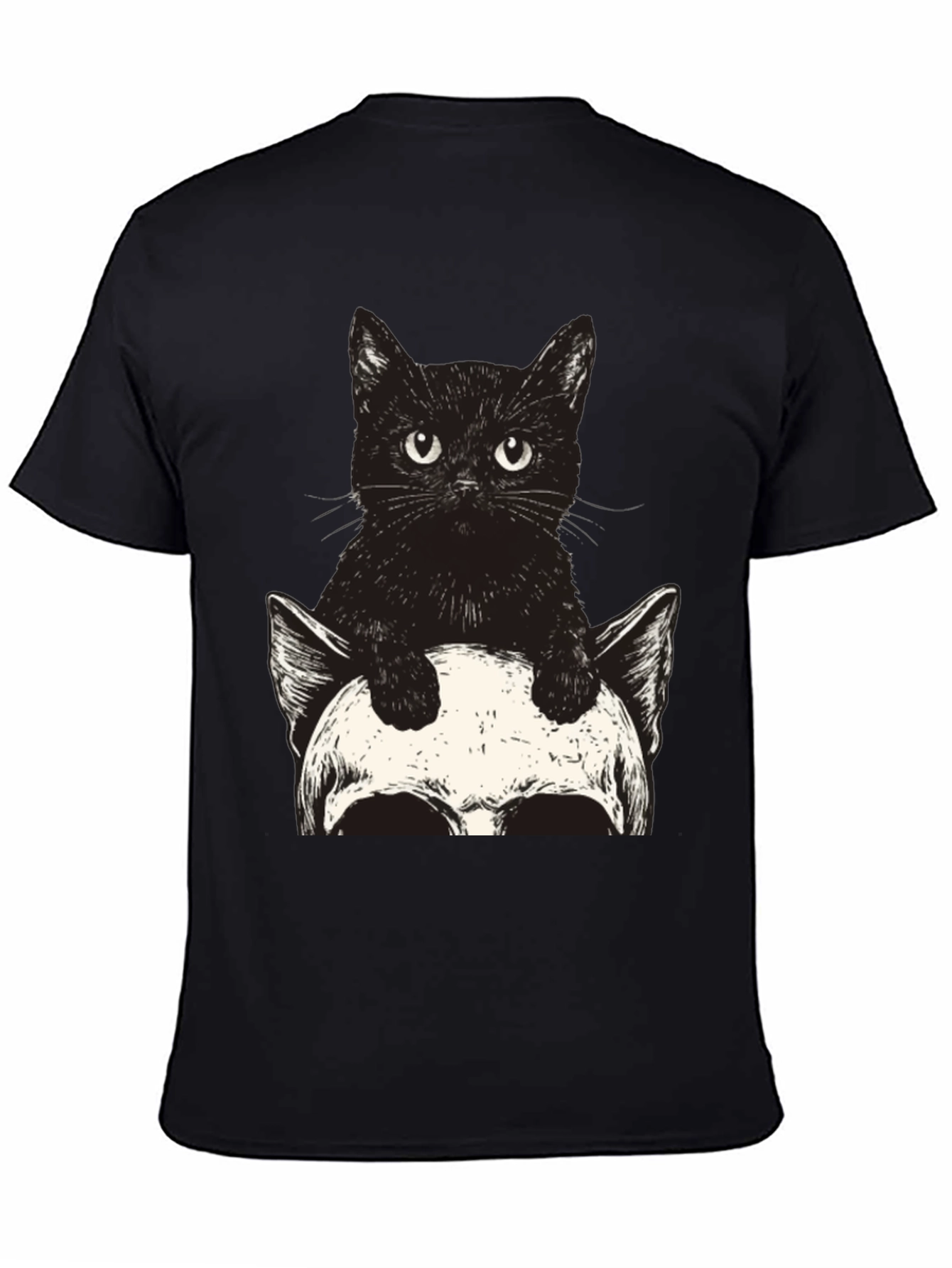 Cat & Skull Graphic Tee - Unique Print