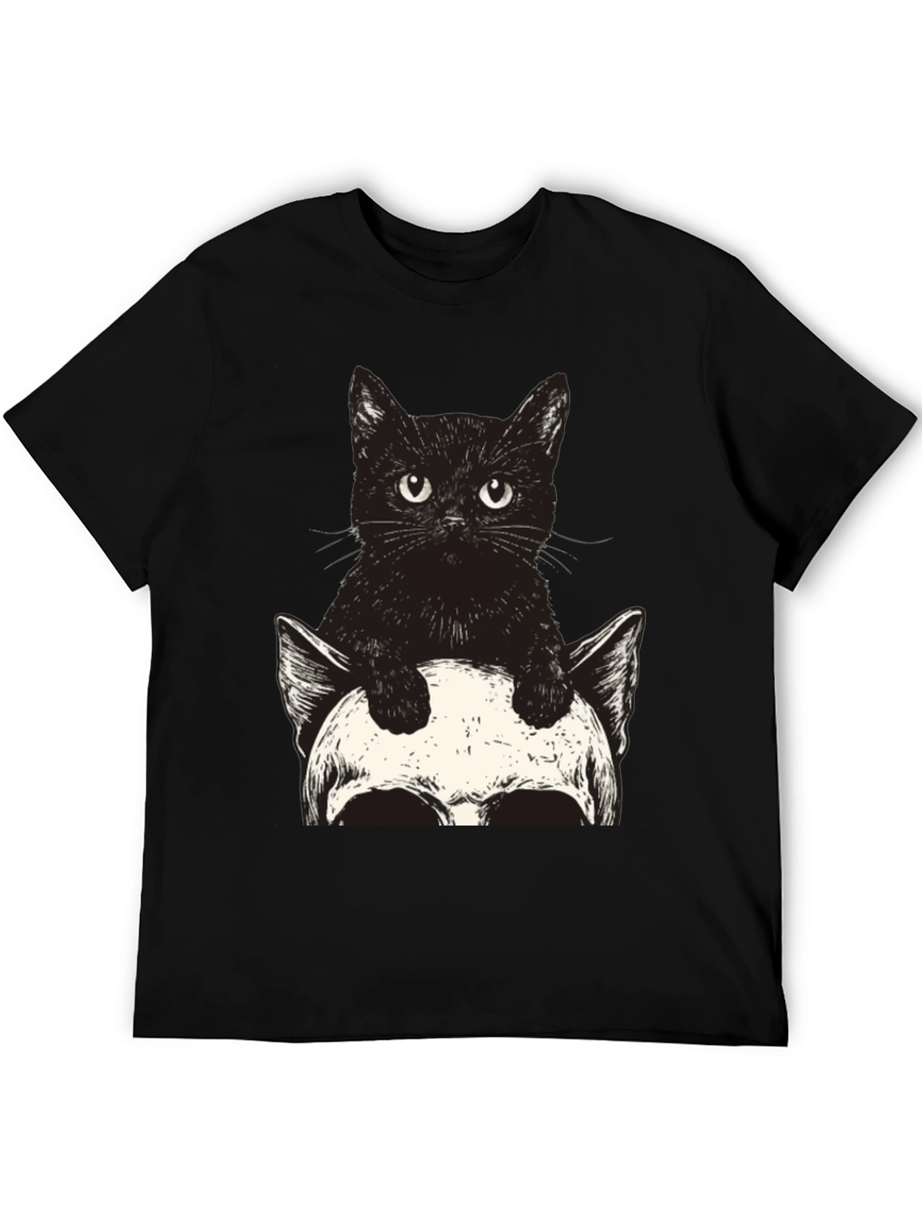 Cat & Skull Graphic Tee - Unique Print