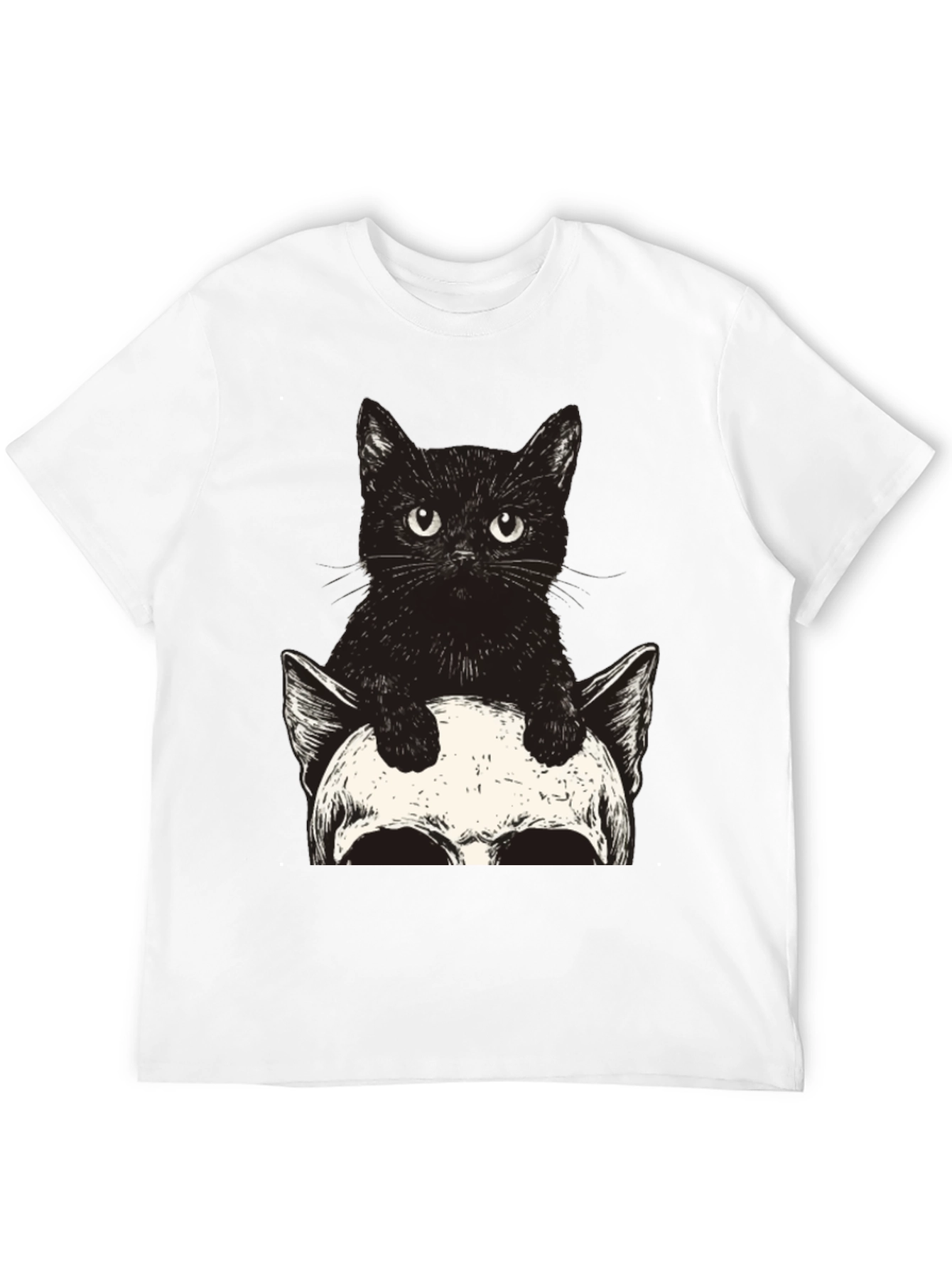 Cat & Skull Graphic Tee - Unique Print
