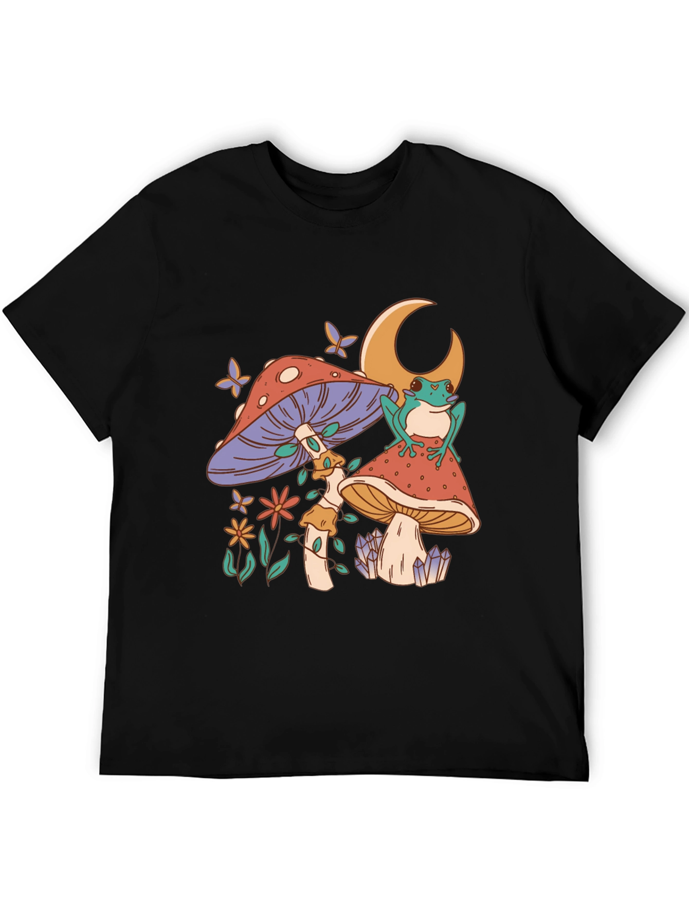 Mushroom Frog Tee - Black Graphic T-Shirt