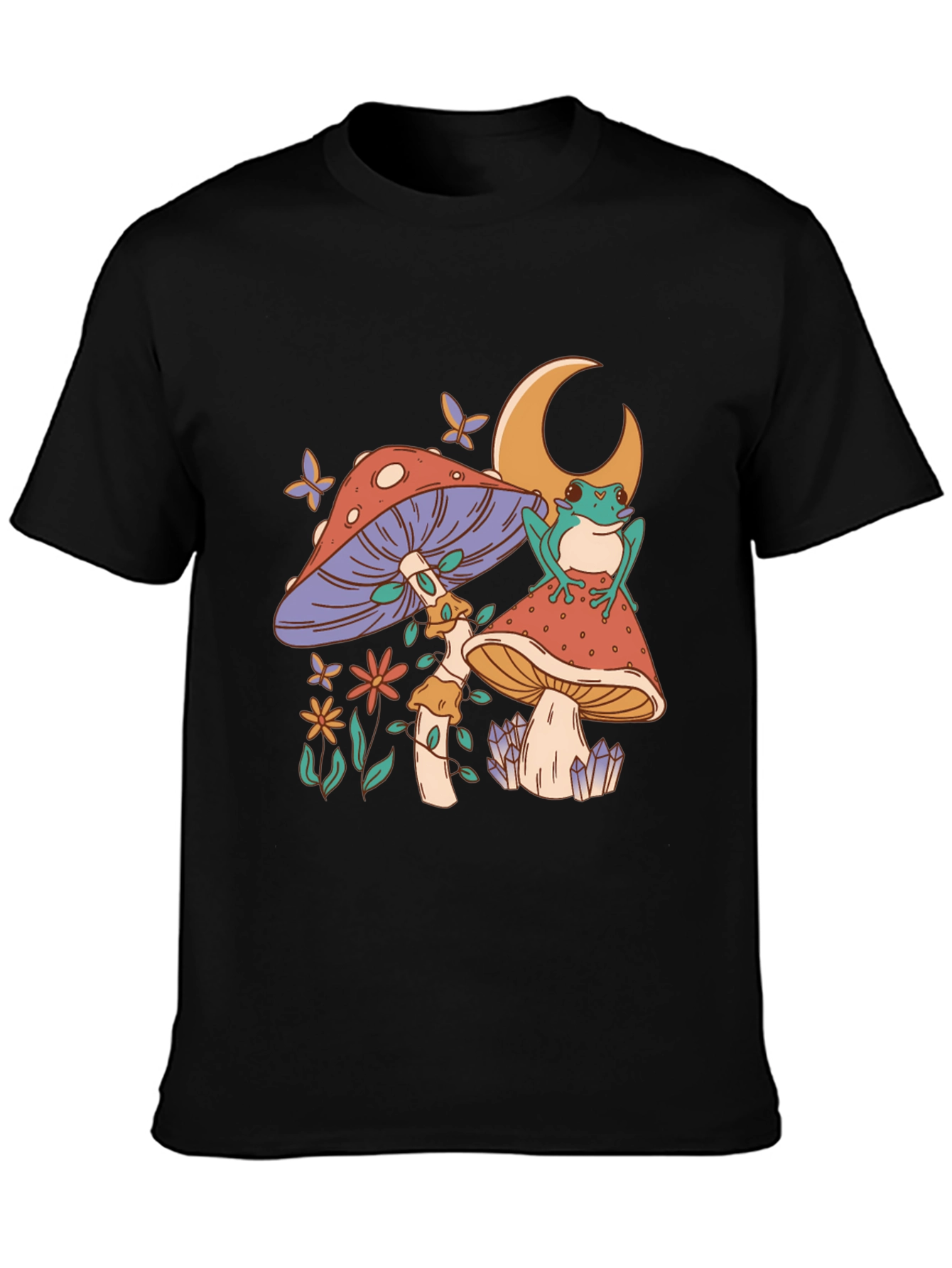 Mushroom Frog Tee - Black Graphic T-Shirt