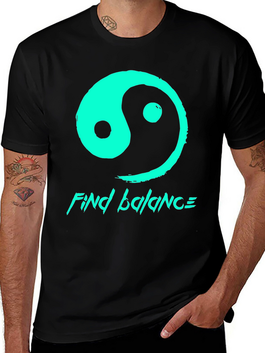Yin Yang Find Balance Graphic T-Shirt - Black