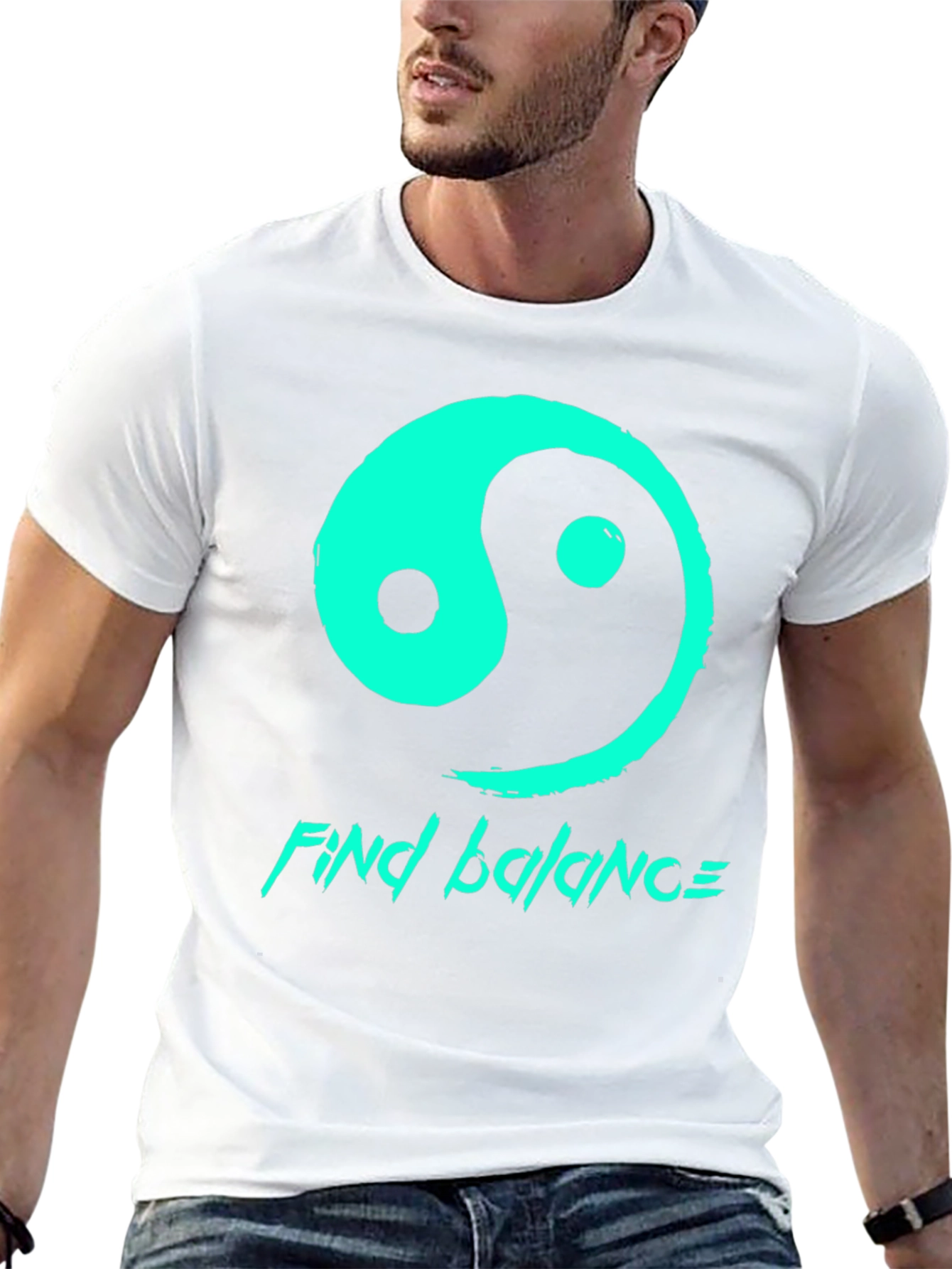 Yin Yang Find Balance Graphic T-Shirt - Black