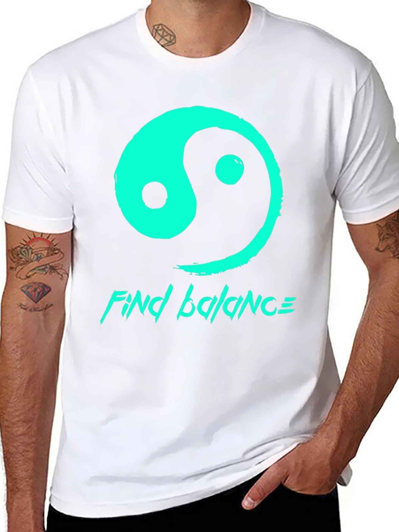 Yin Yang Find Balance Graphic T-Shirt - Black