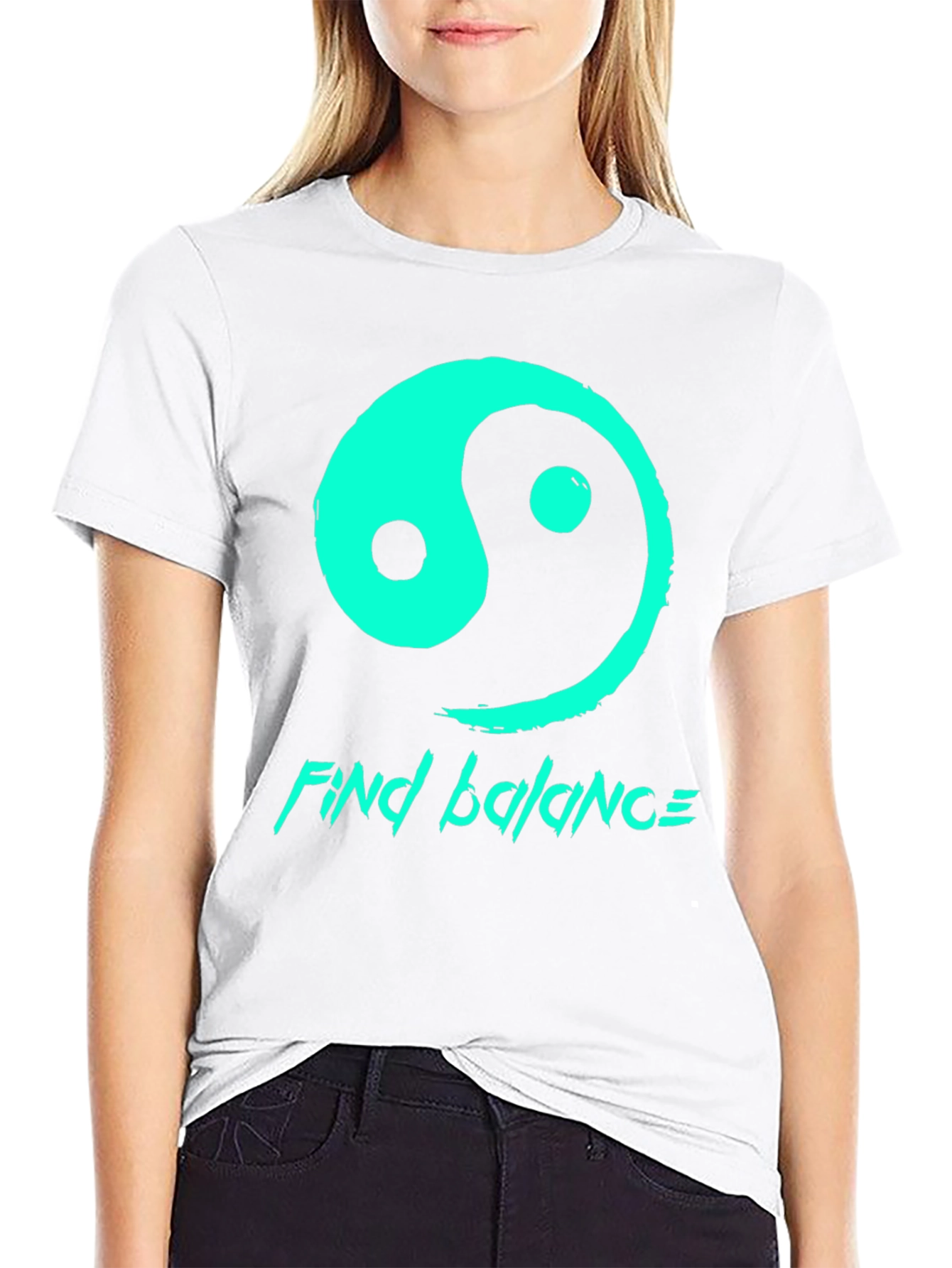 Yin Yang Find Balance Graphic T-Shirt - Black