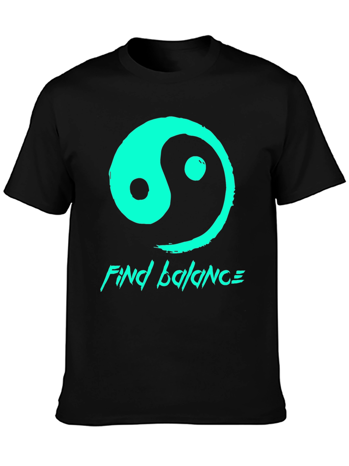 Yin Yang Find Balance Graphic T-Shirt - Black