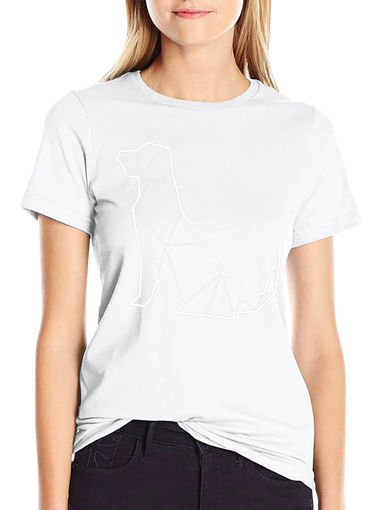Geometric Dog Graphic Tee - Black