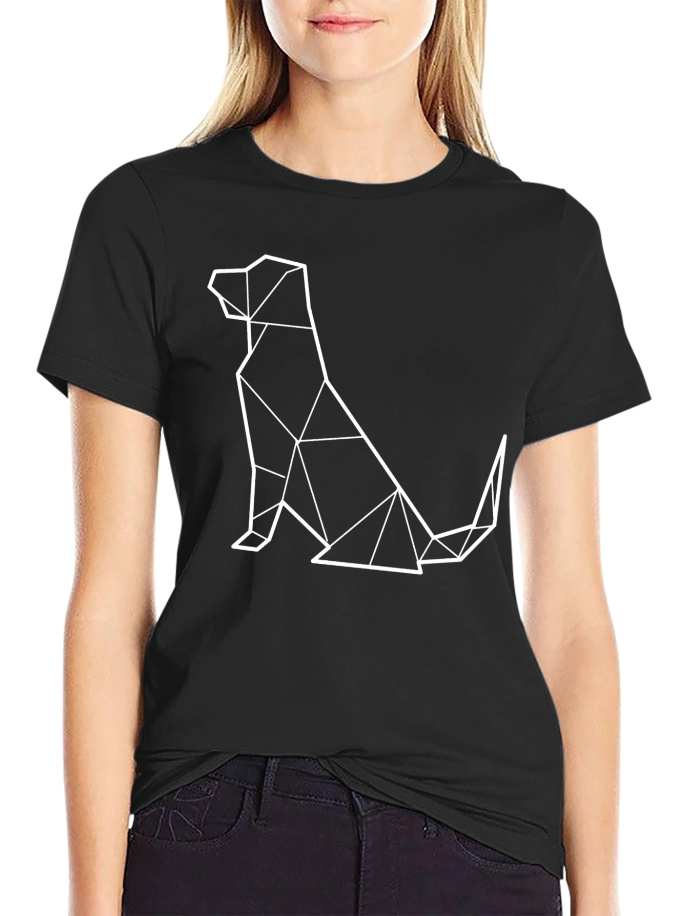 Geometric Dog Graphic Tee - Black