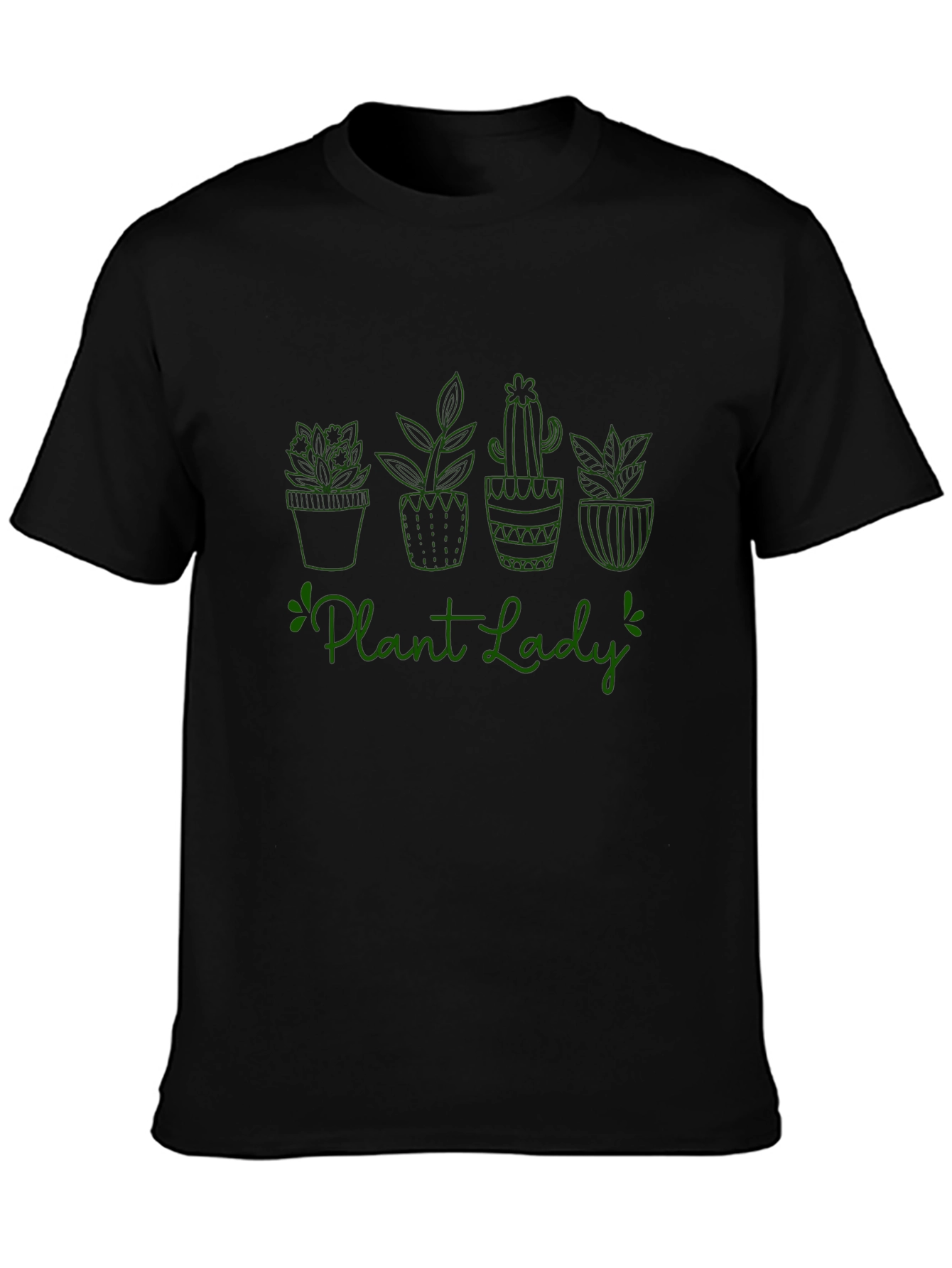 Plant Lady Graphic Tee - Black Cotton T-Shirt
