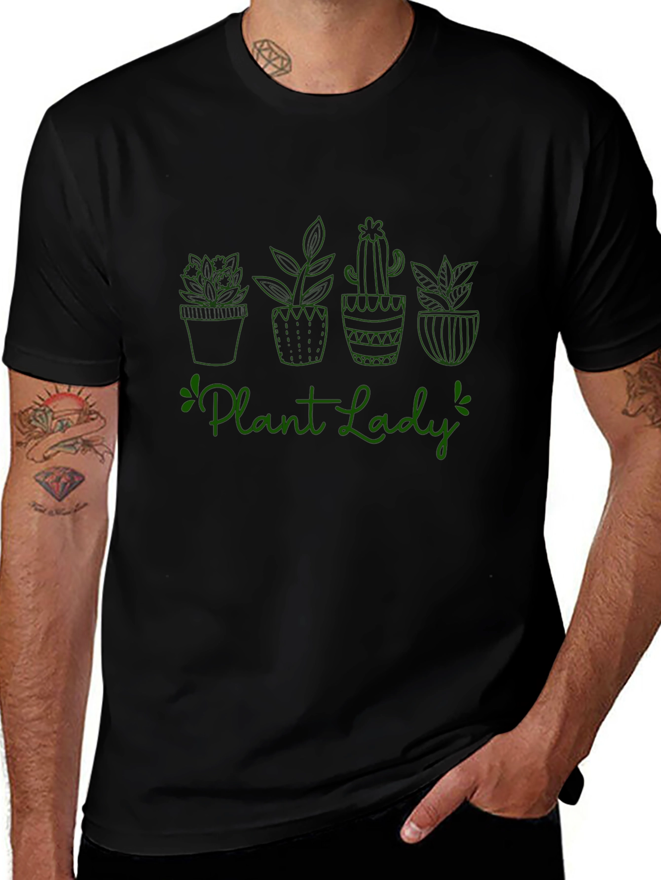 Plant Lady Graphic Tee - Black Cotton T-Shirt