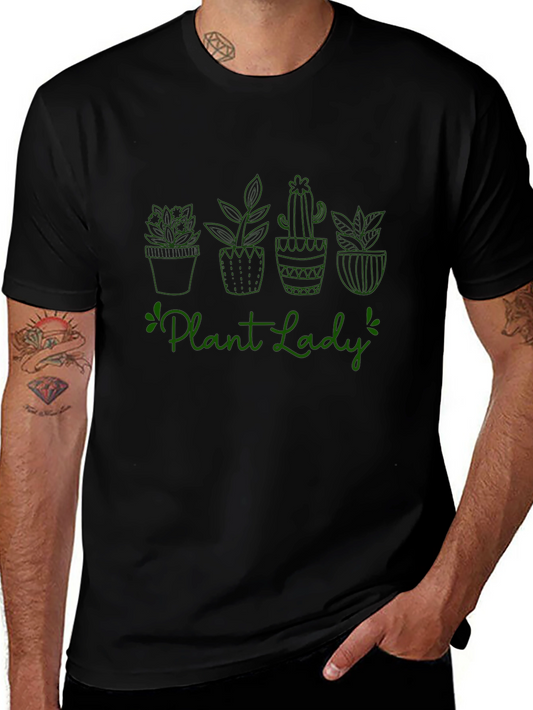 Plant Lady Graphic Tee - Black Cotton T-Shirt