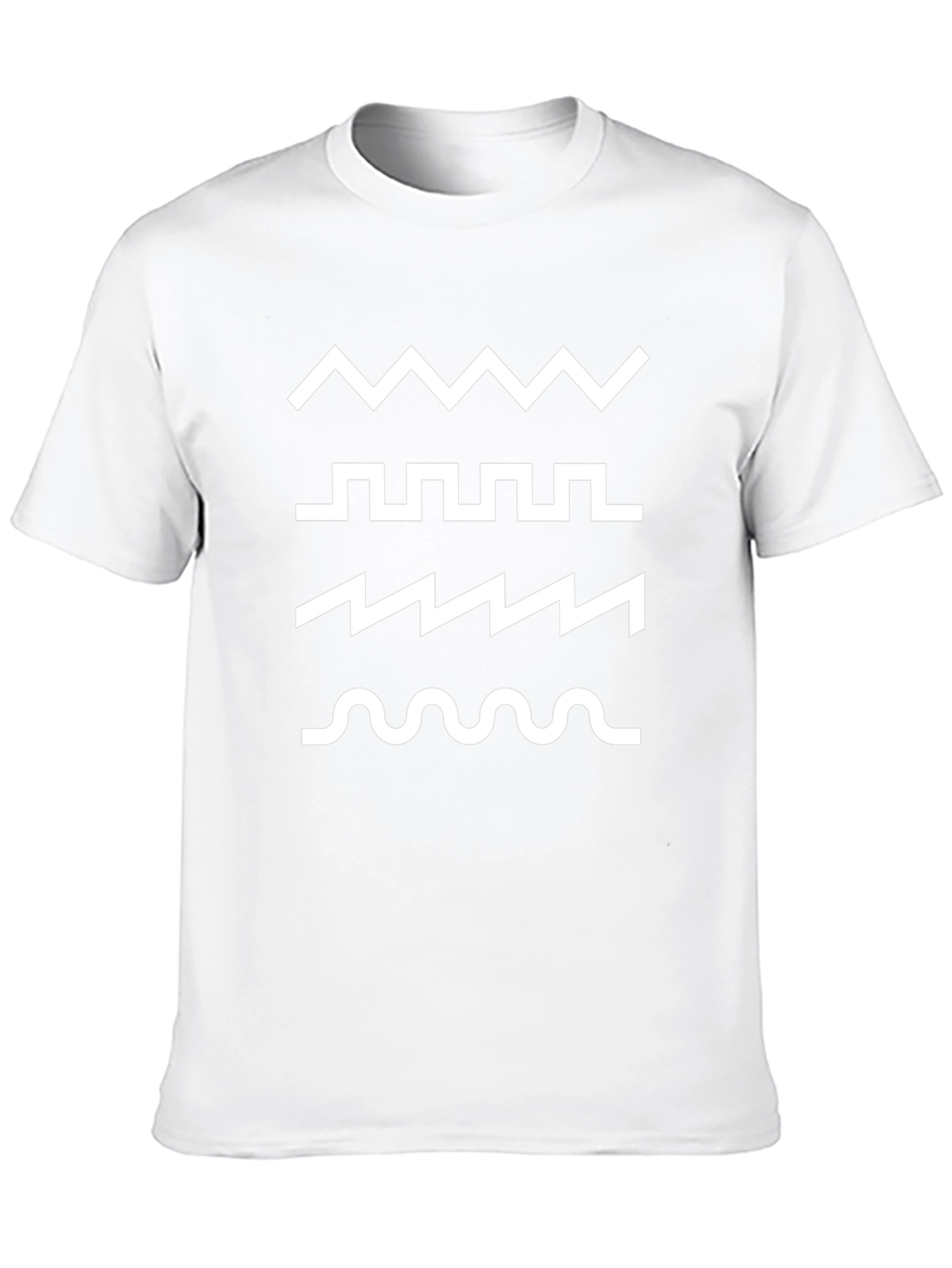 Mens Black T-Shirt with Waveform Pattern