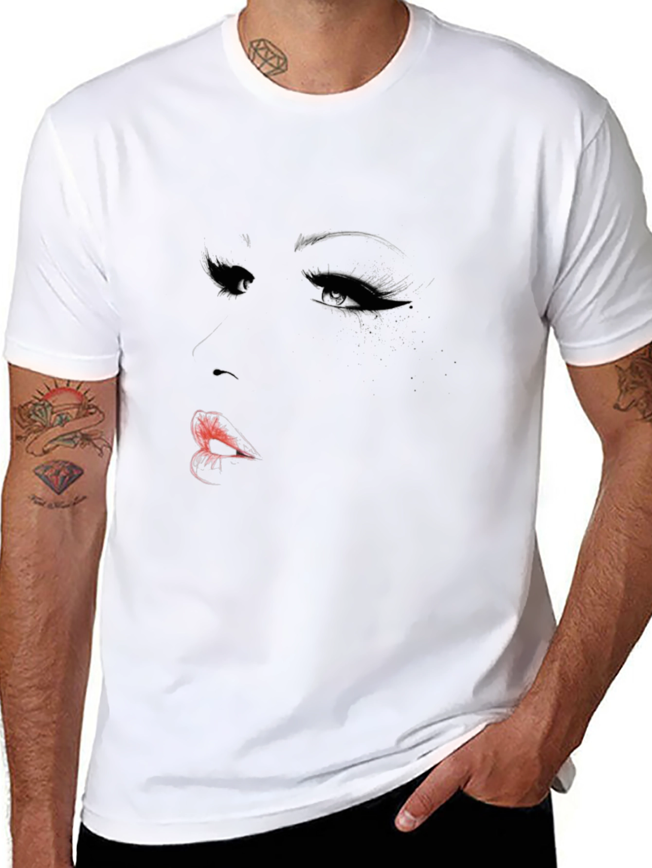 Womans Face Graphic Black T-Shirt