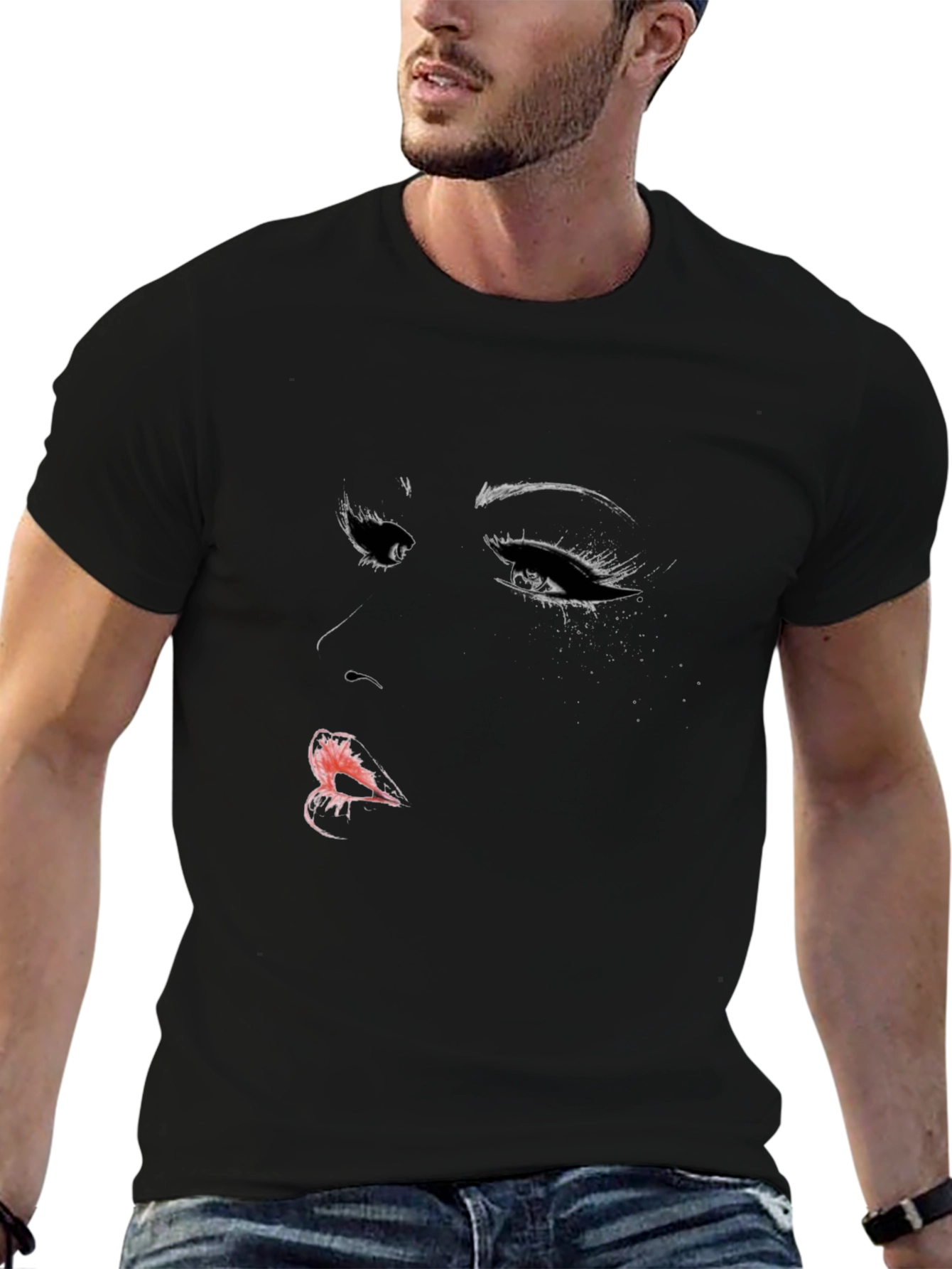 Womans Face Graphic Black T-Shirt