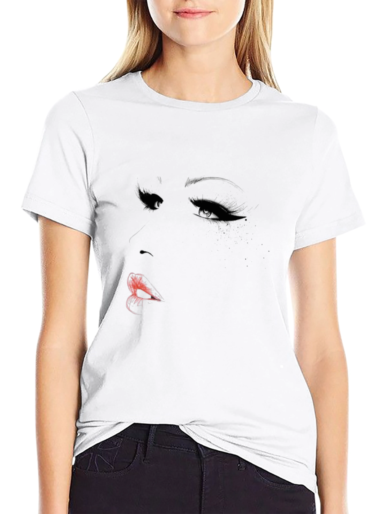 Womans Face Graphic Black T-Shirt
