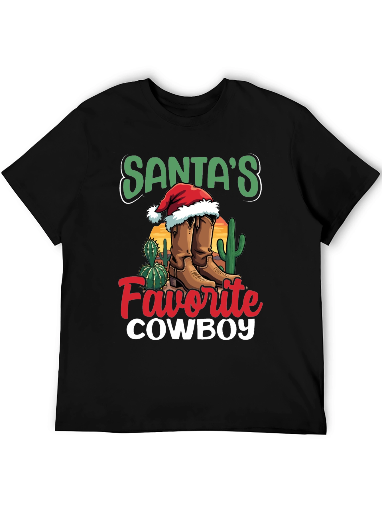 Santas Favorite Cowboy Christmas Graphic Tee