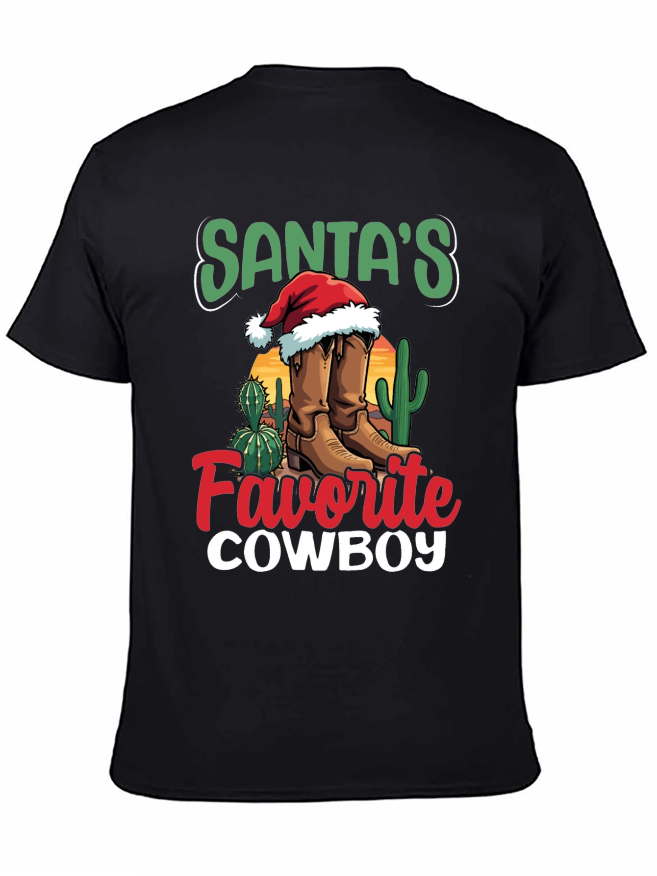 Santas Favorite Cowboy Christmas Graphic Tee
