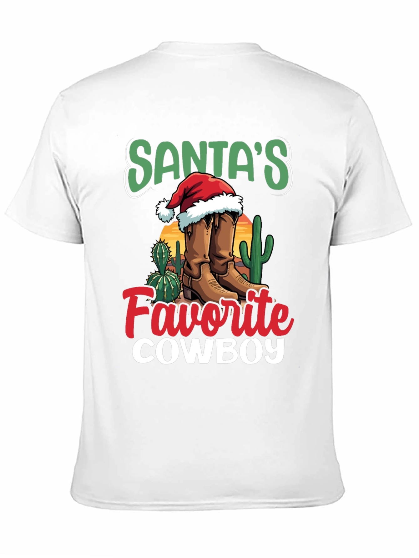 Santas Favorite Cowboy Christmas Graphic Tee