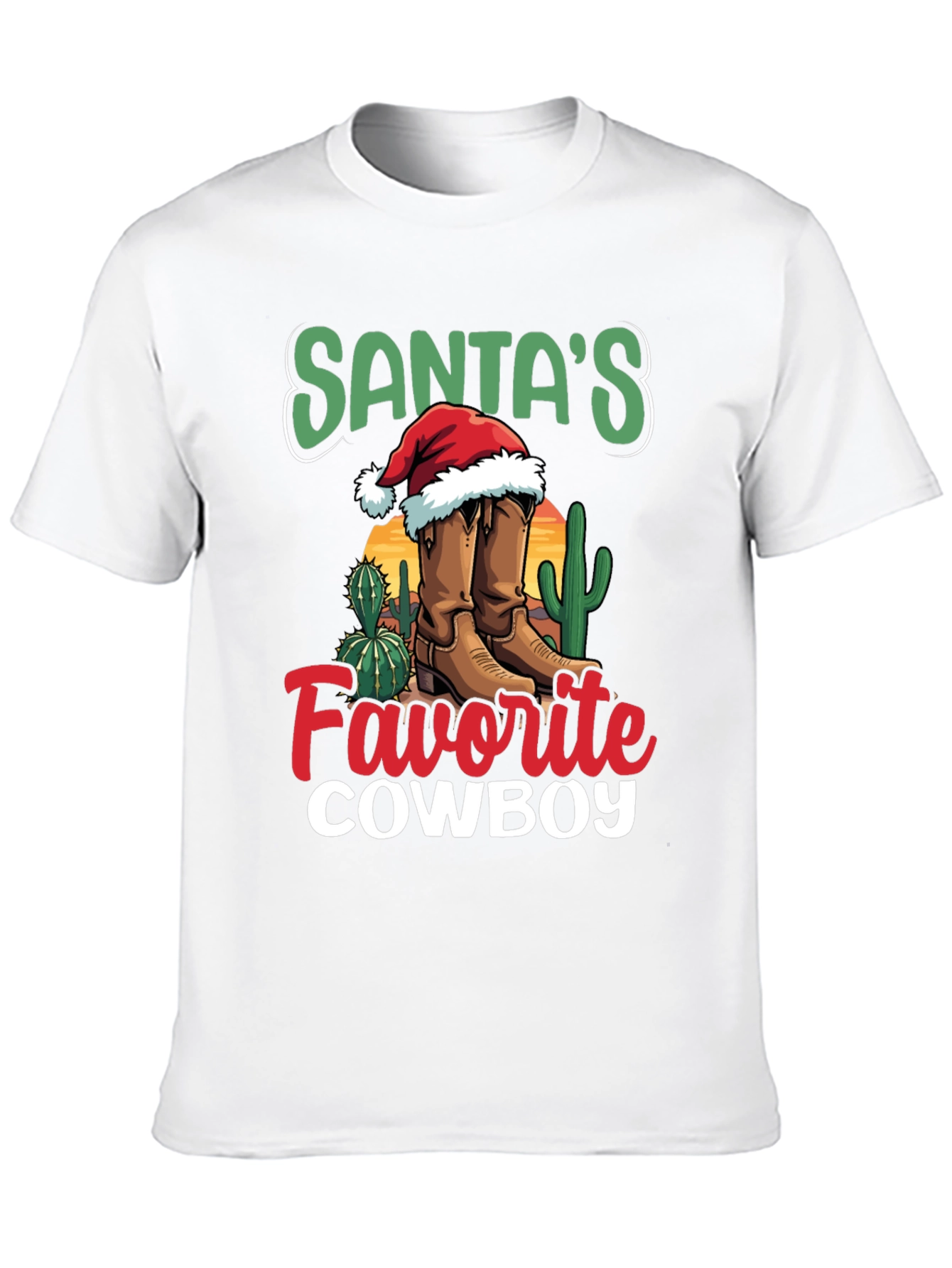 Santas Favorite Cowboy Christmas Graphic Tee