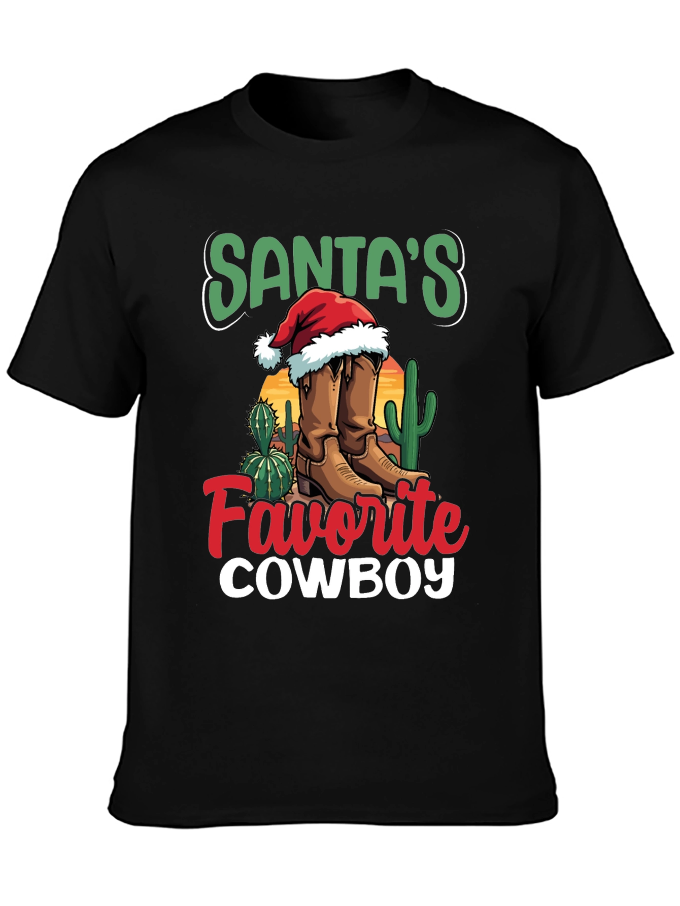 Santas Favorite Cowboy Christmas Graphic Tee