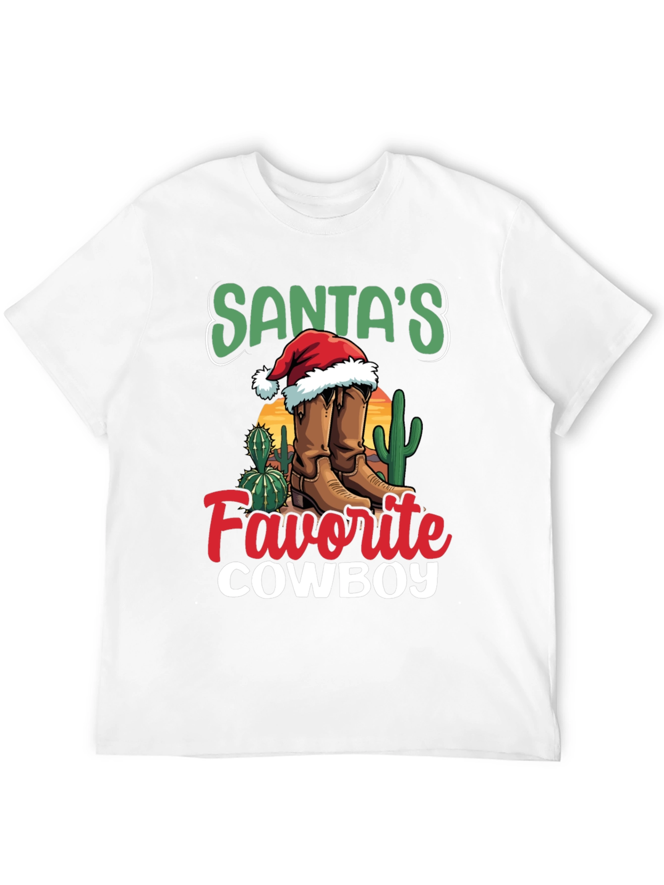 Santas Favorite Cowboy Christmas Graphic Tee