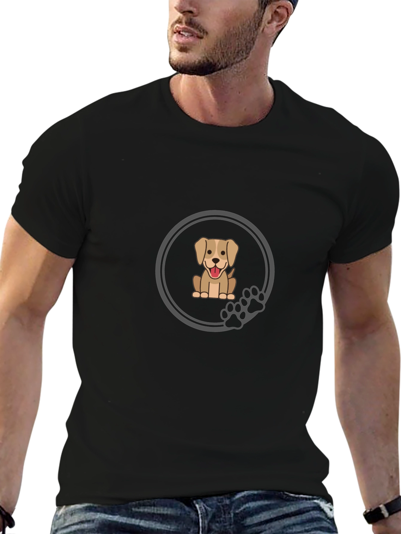 Dog Lover Black T-Shirt - Cute Puppy Graphic Tee