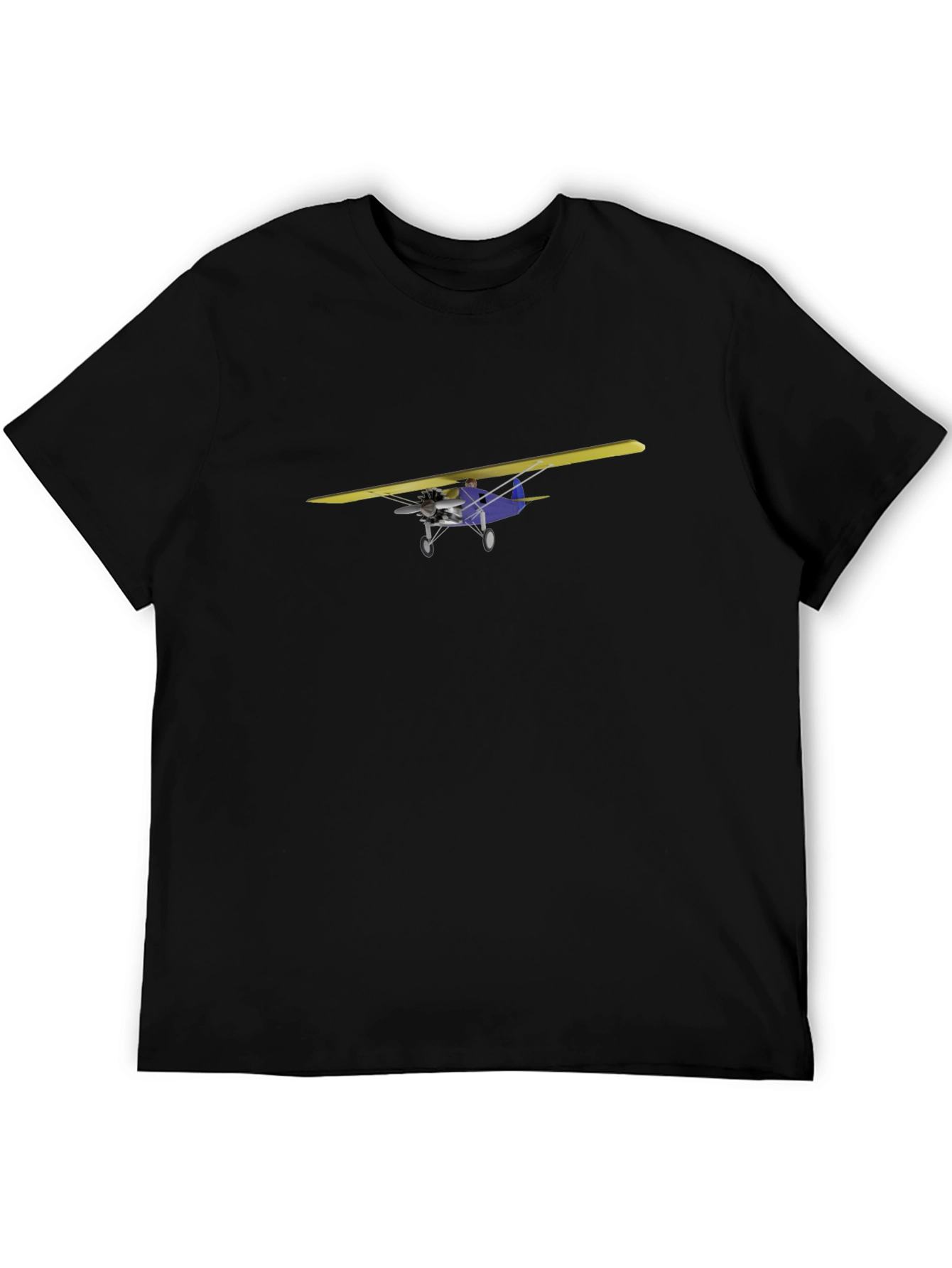 Black T-Shirt with Airplane Design