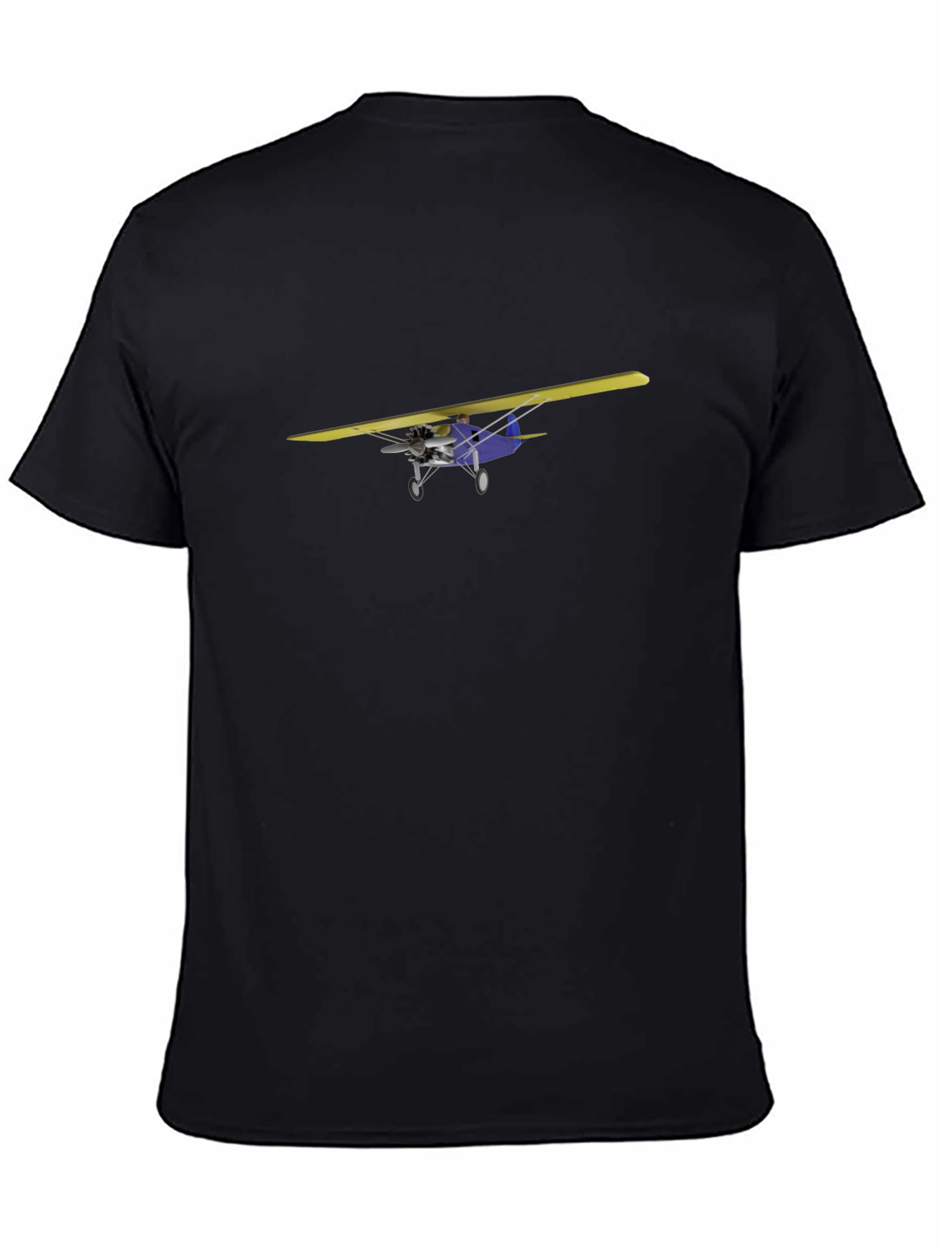 Black T-Shirt with Airplane Design