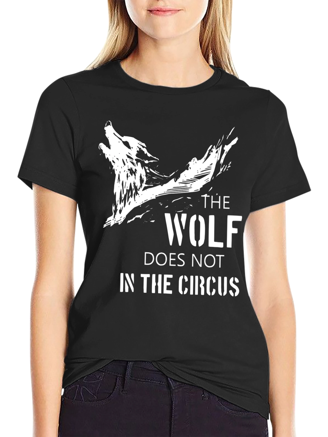 Wolf Graphic Black T-Shirt - Circus Saying