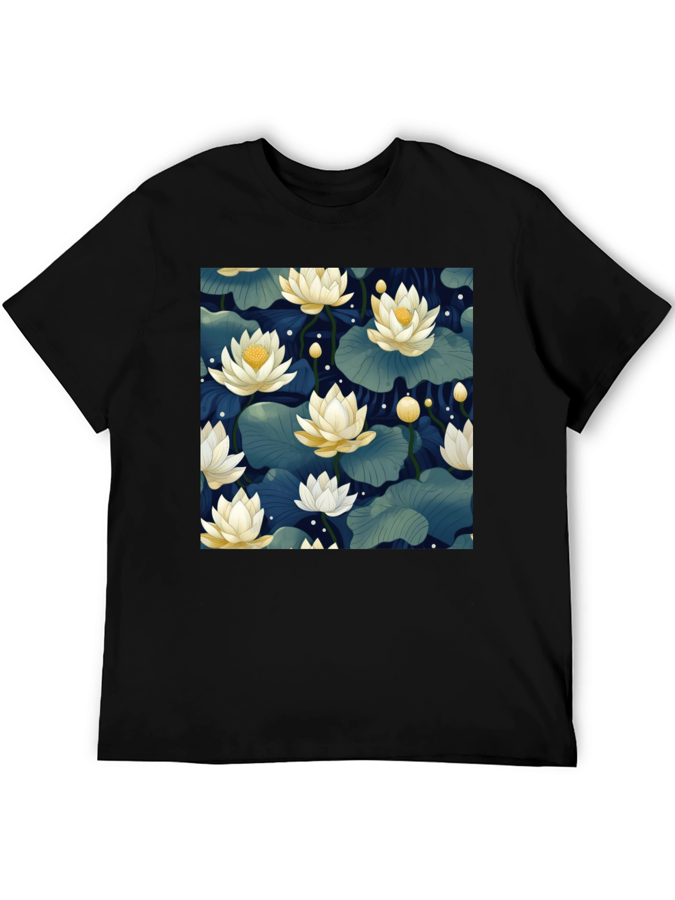 Lotus Print Crew Neck T-Shirt