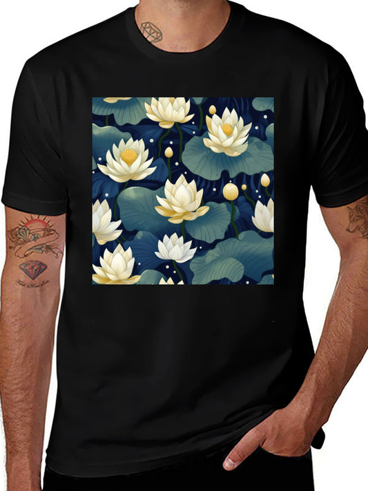 Lotus Print Crew Neck T-Shirt