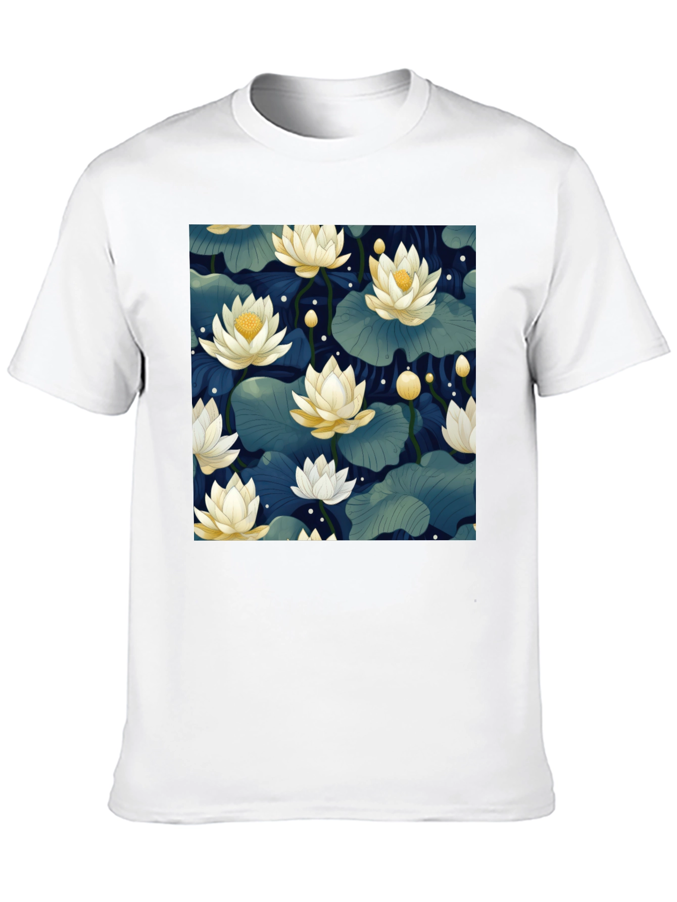 Lotus Print Crew Neck T-Shirt