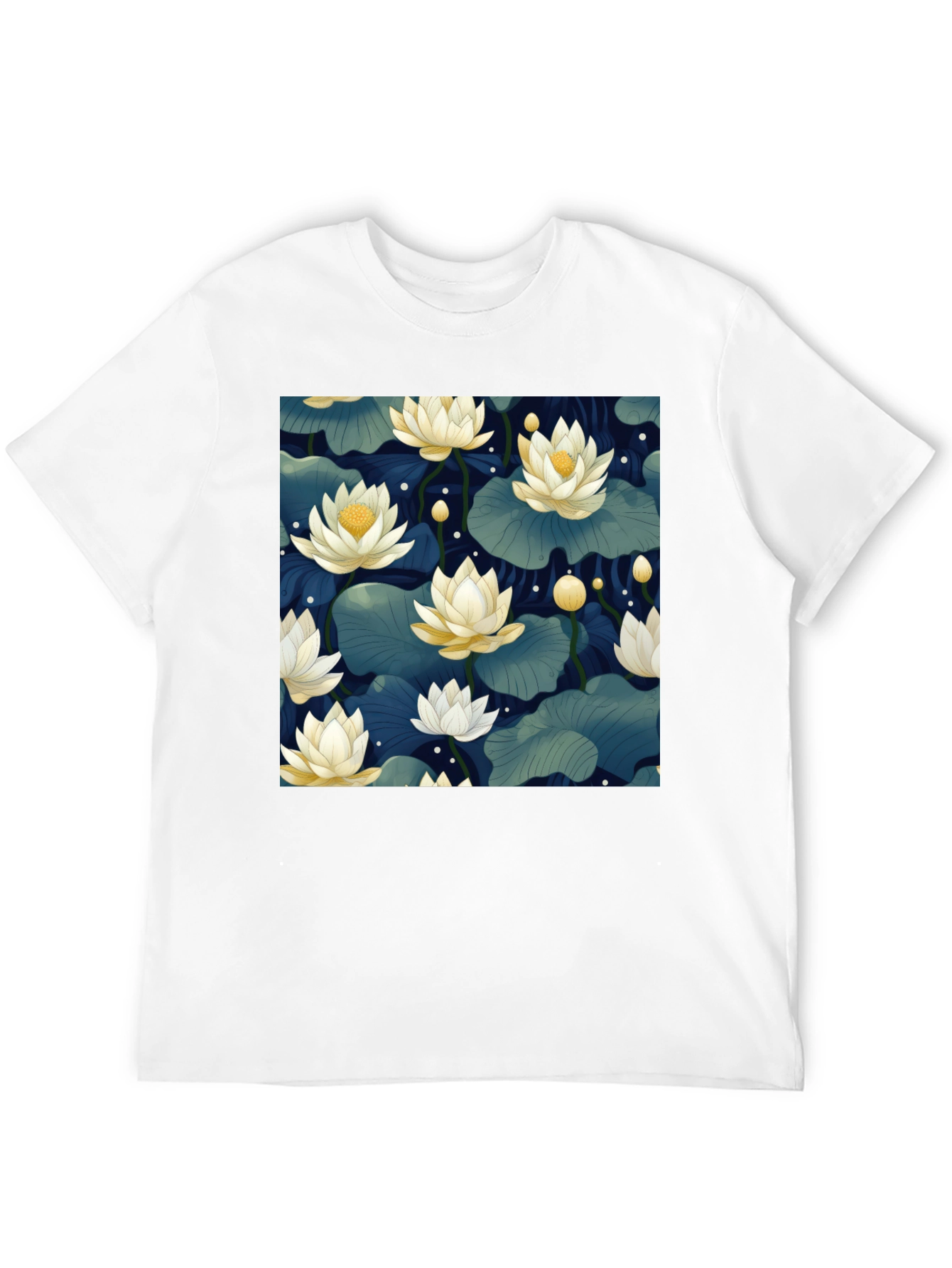 Lotus Print Crew Neck T-Shirt