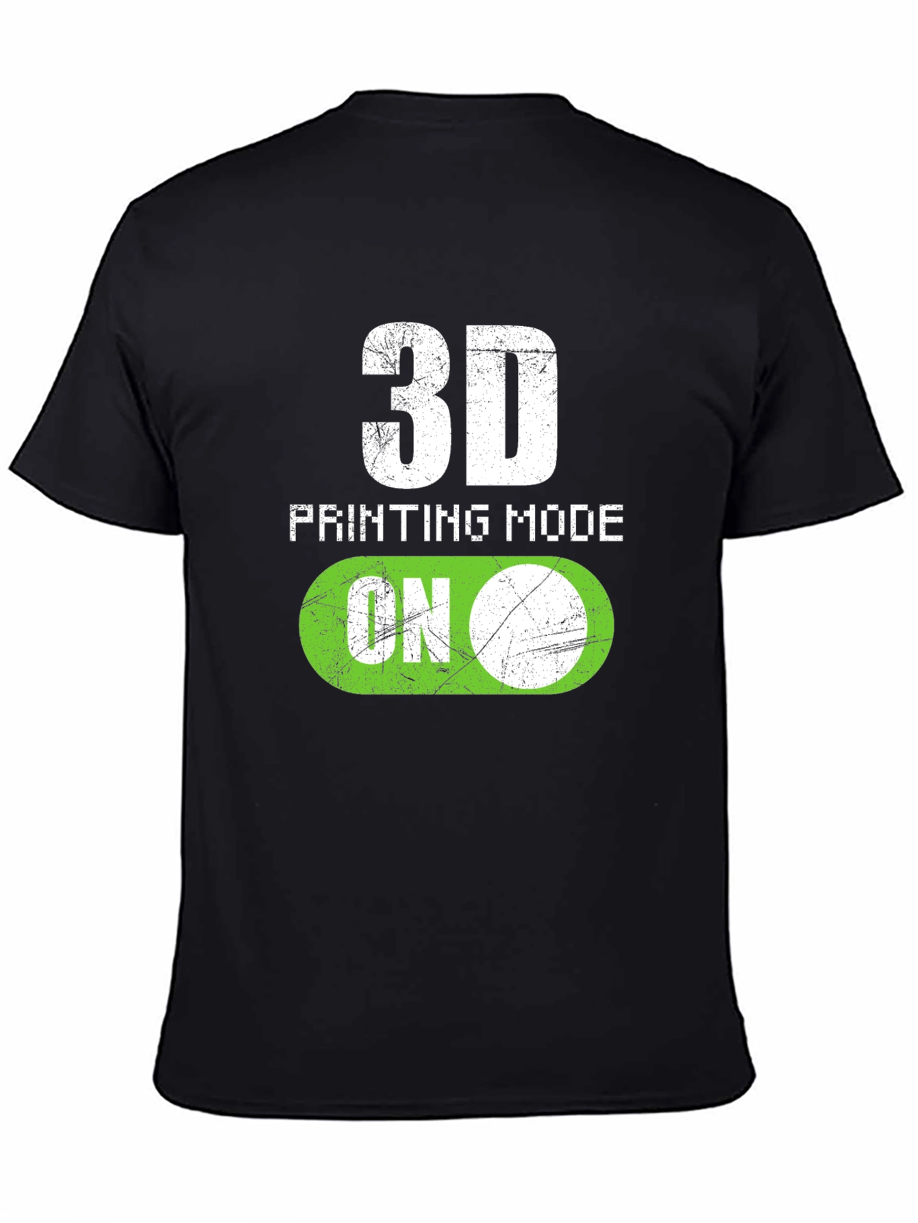 3D Printing Mode On Black T-Shirt