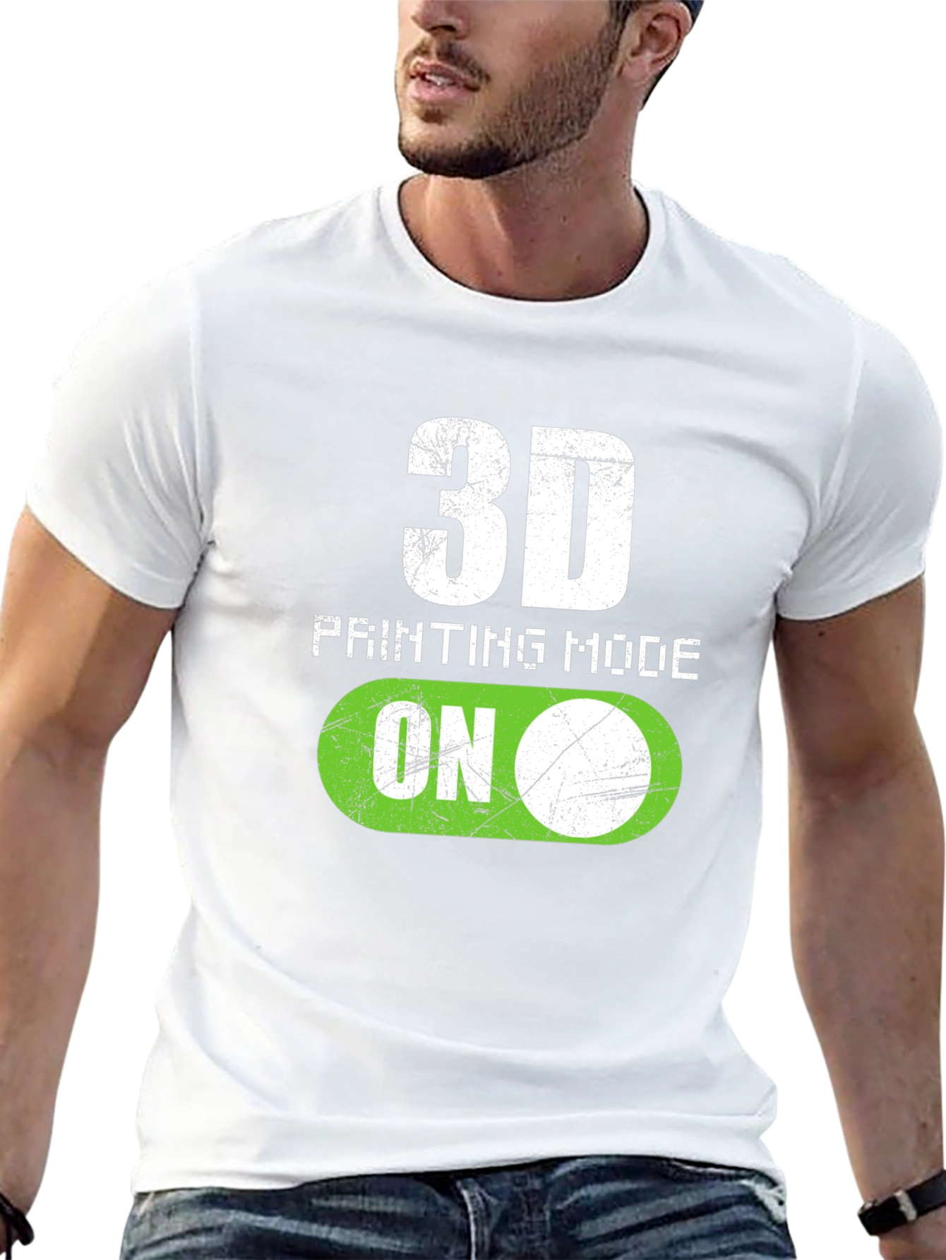 3D Printing Mode On Black T-Shirt
