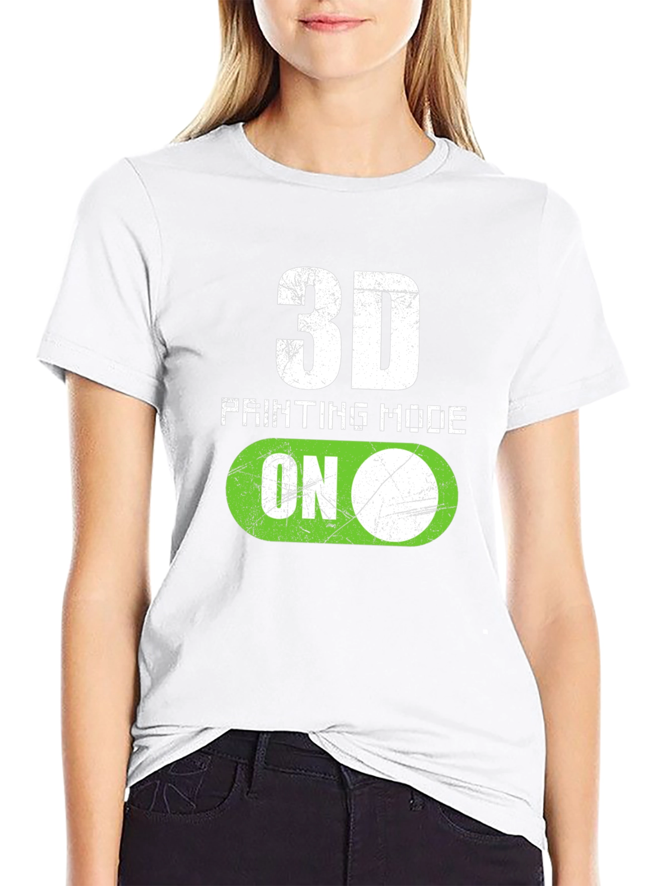 3D Printing Mode On Black T-Shirt