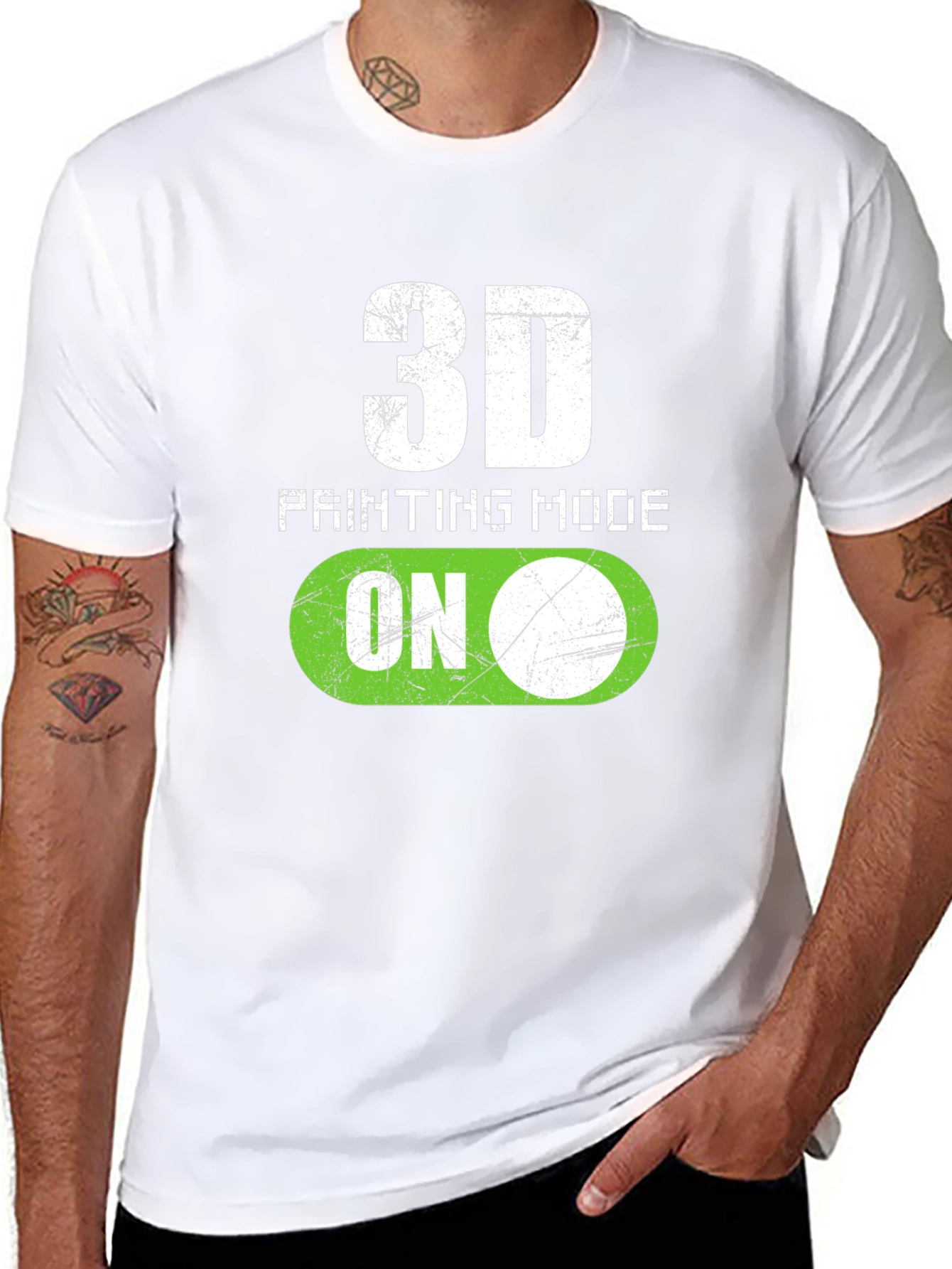 3D Printing Mode On Black T-Shirt