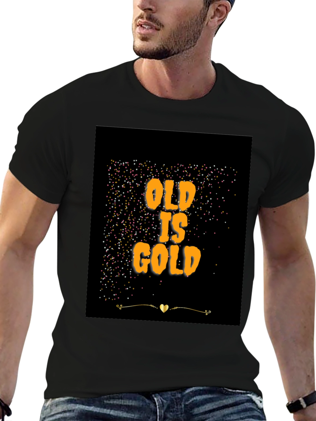 Old is Gold T-Shirt - Trendy Black Tee