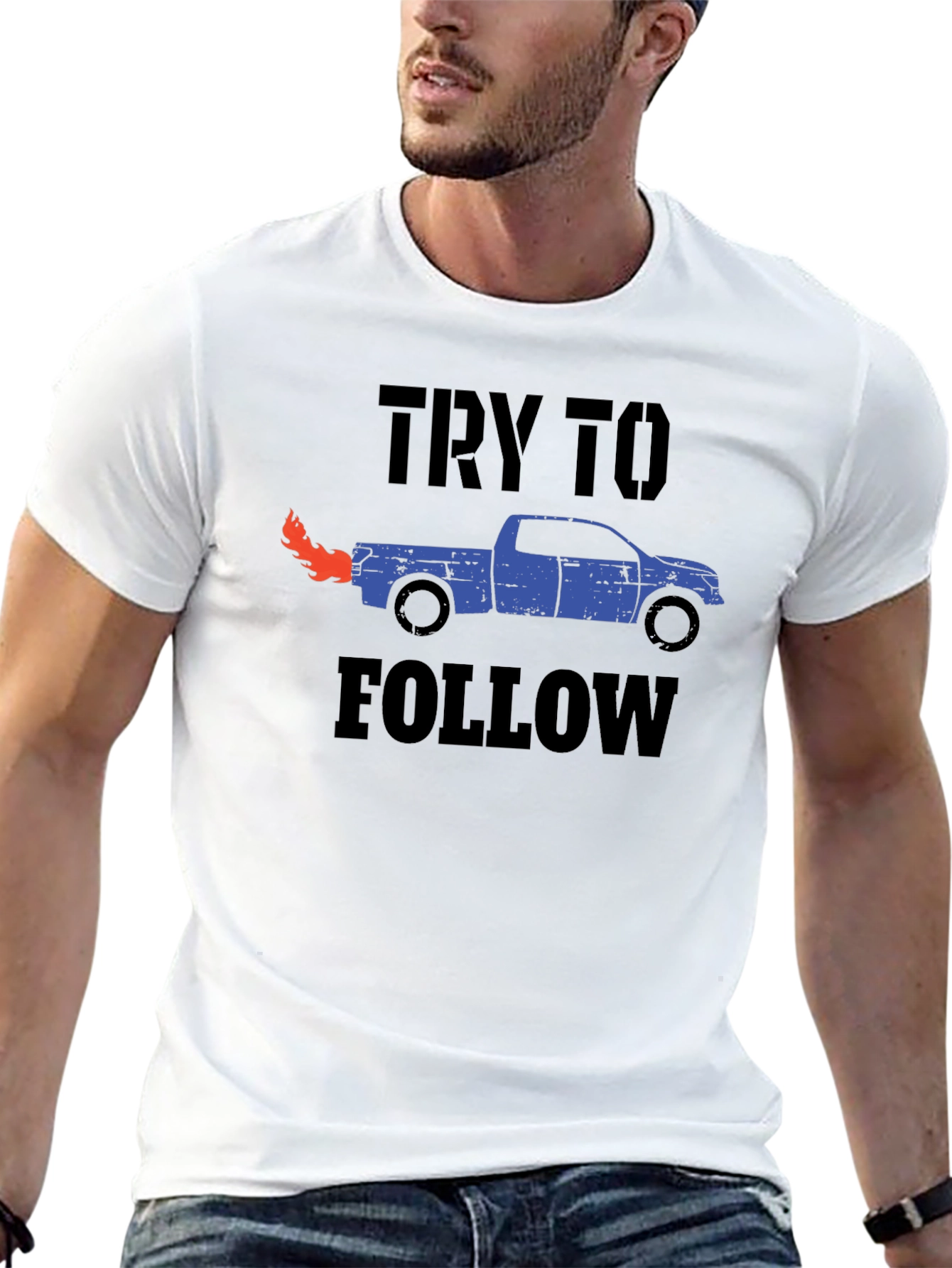 Try To Follow Truck Graphic Tee - Black