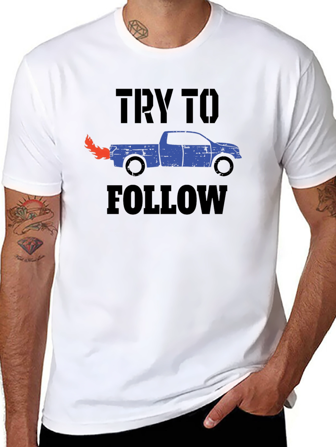 Try To Follow Truck Graphic Tee - Black