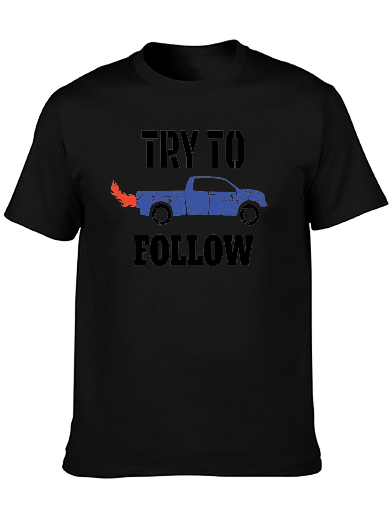 Try To Follow Truck Graphic Tee - Black