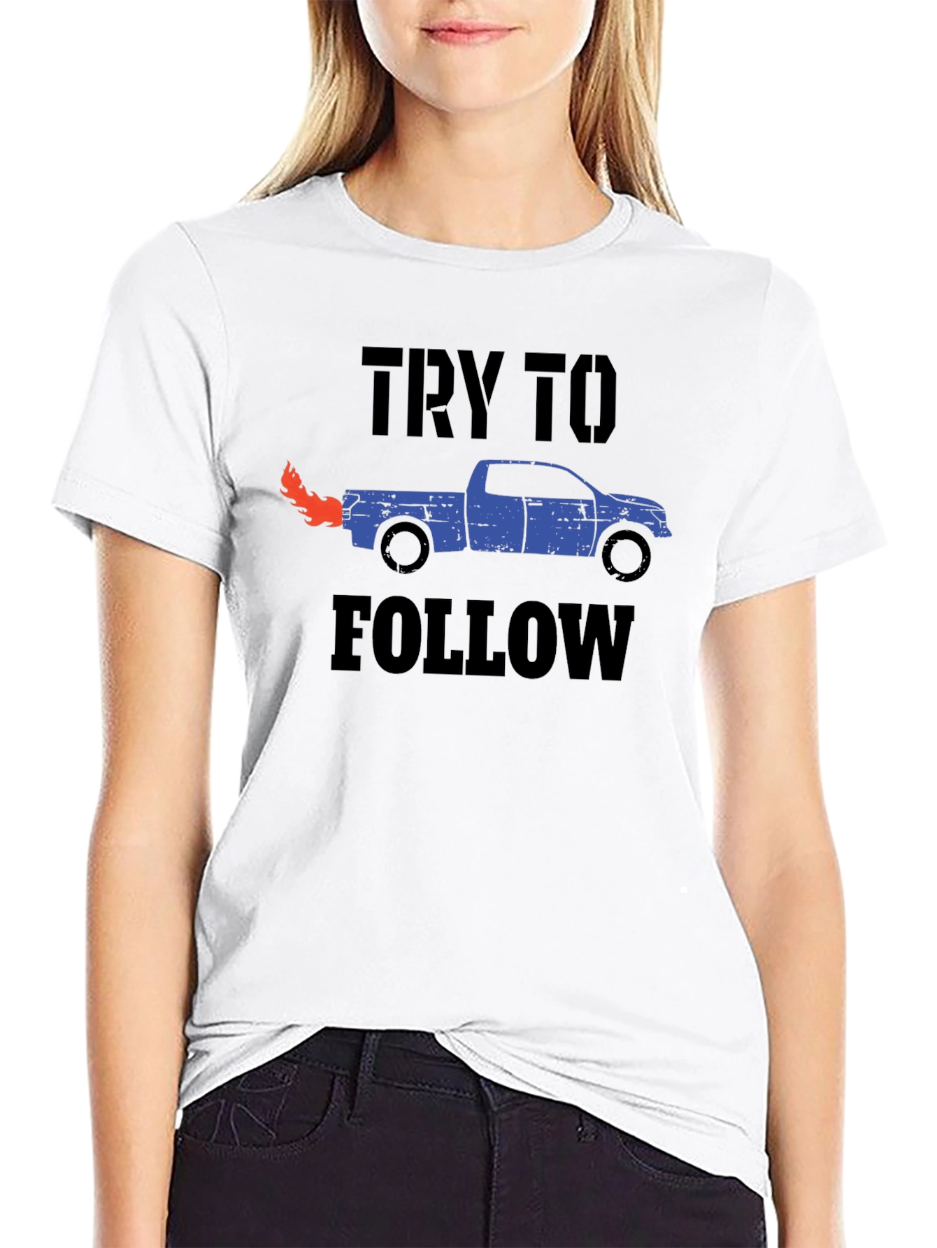 Try To Follow Truck Graphic Tee - Black