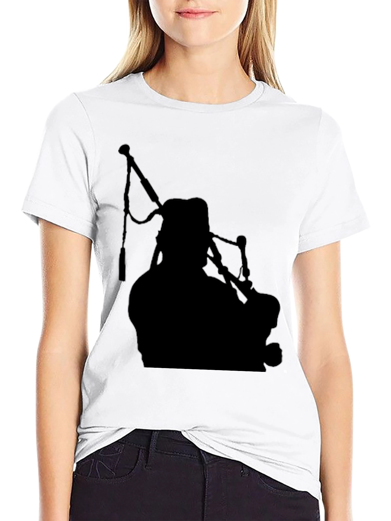Bagpiper Silhouette Black T-Shirt
