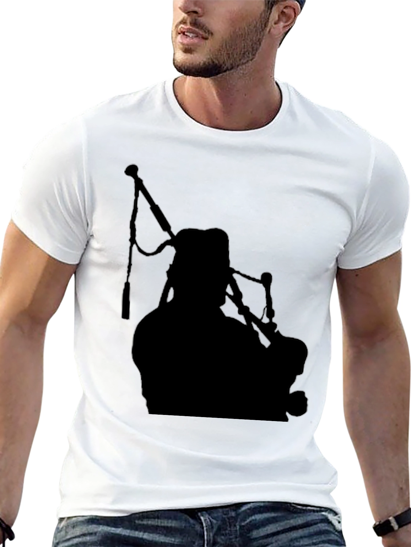 Bagpiper Silhouette Black T-Shirt
