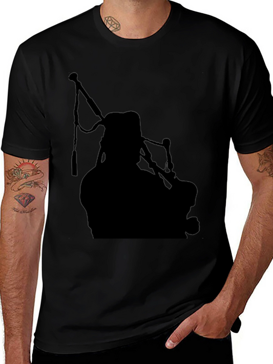 Bagpiper Silhouette Black T-Shirt